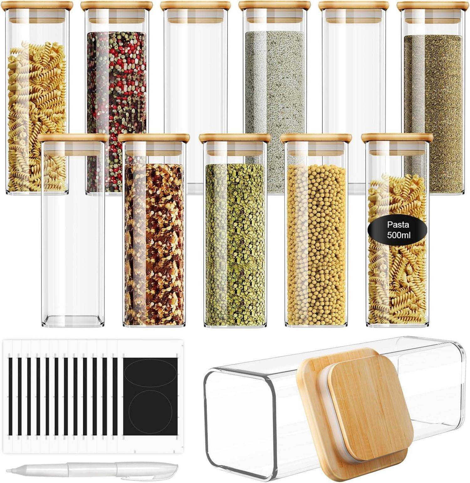Gläser-Set Gewürzgläser Set - 12 x 500ml, Hochwertige Glasbehälter mit
