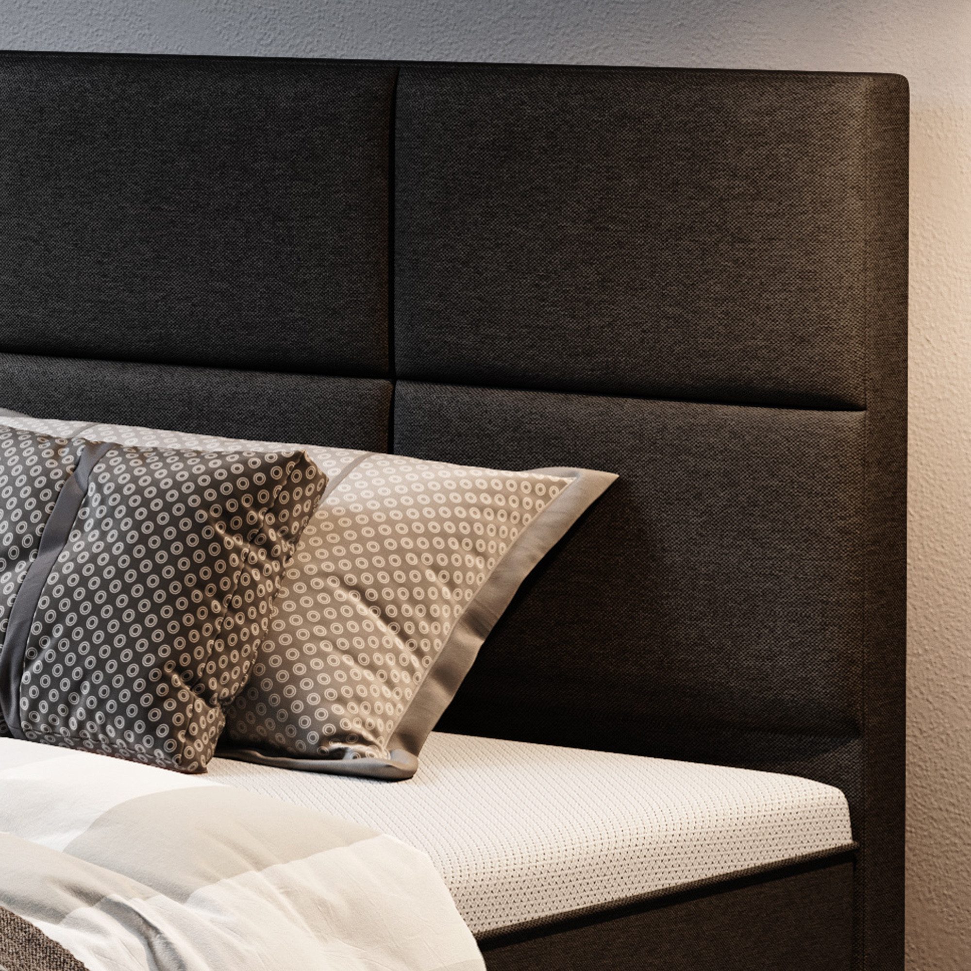 inter Boxspringbett Rotterdam Plus 180x200 cm Webstoff mit Topper-Optik