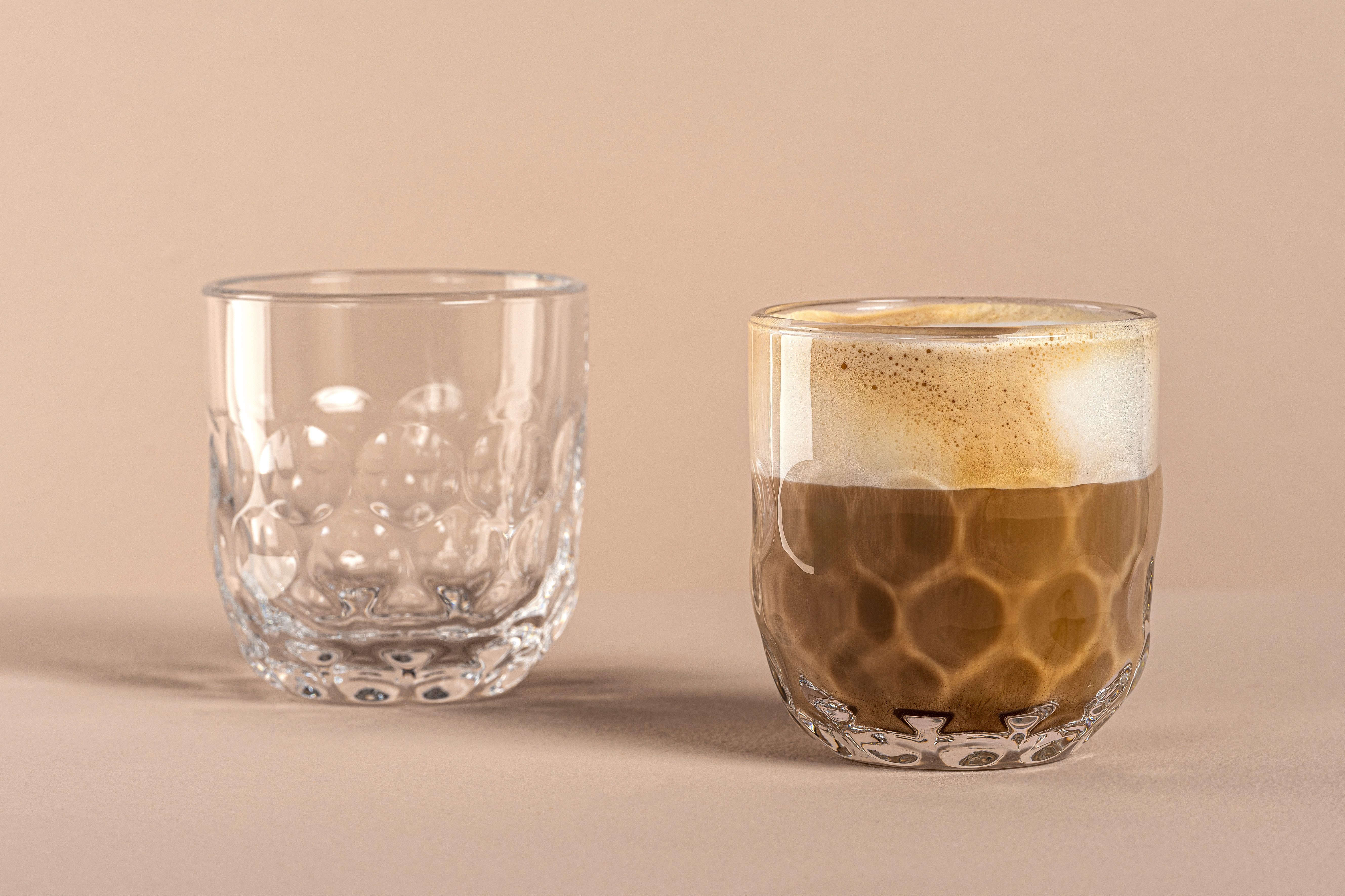 LEONARDO Gläser-Set Kaffee-Glas GOCCE, 220 ml, 6er-Set, 6-tlg., Glas, 1. Variante, mit Tropfenrelief