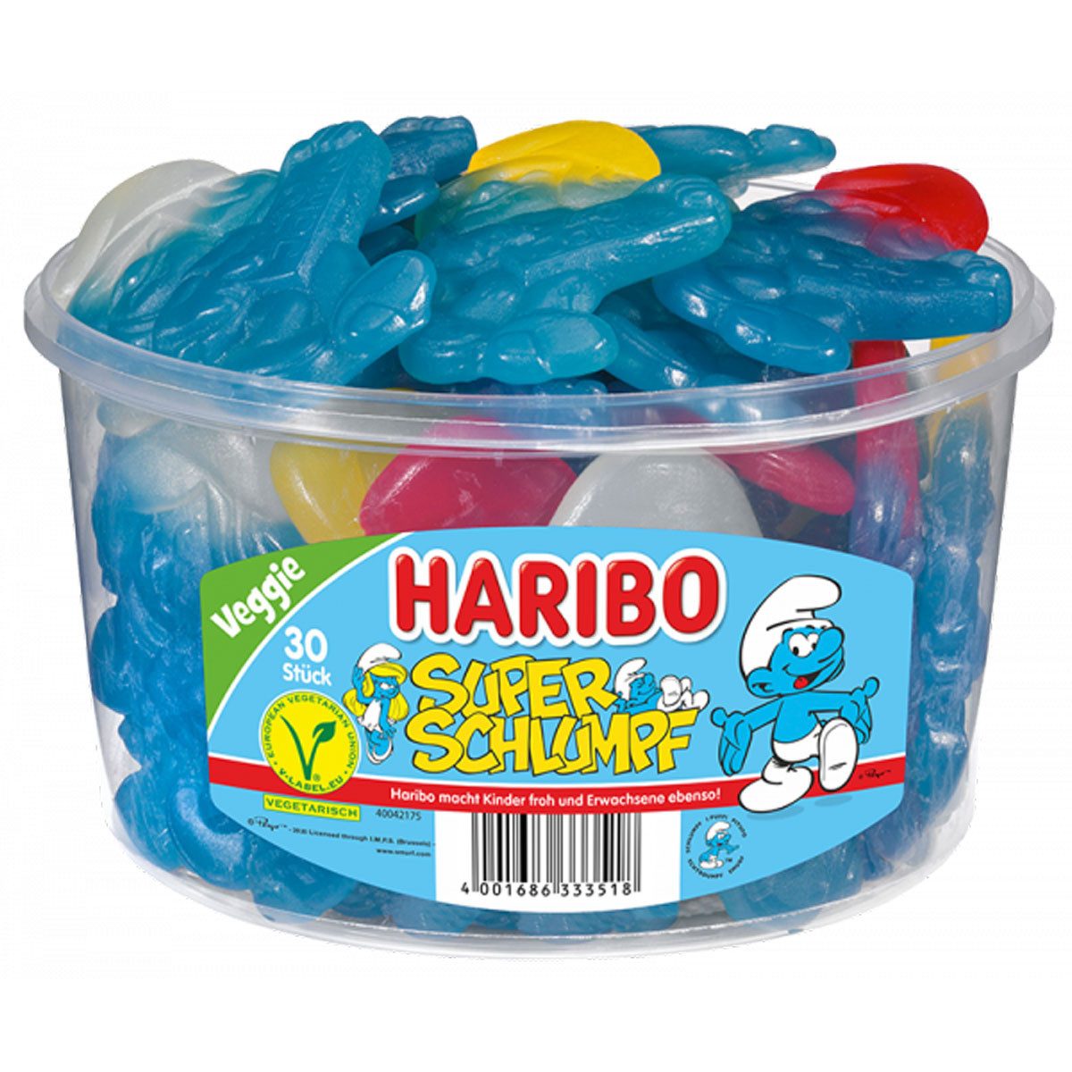 HARIBO Süßigkeit, Haribo extra großer glatinefreier Super Schlumpf veggie 1440g
