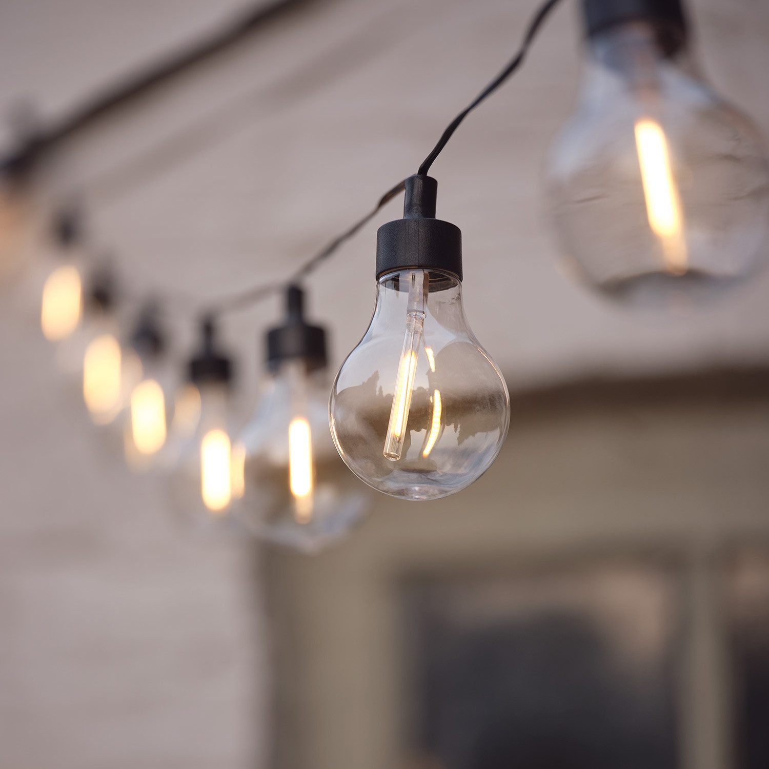 Lights4fun LED-Lichterkette 20er LED Solar Party Lichterkette Retro