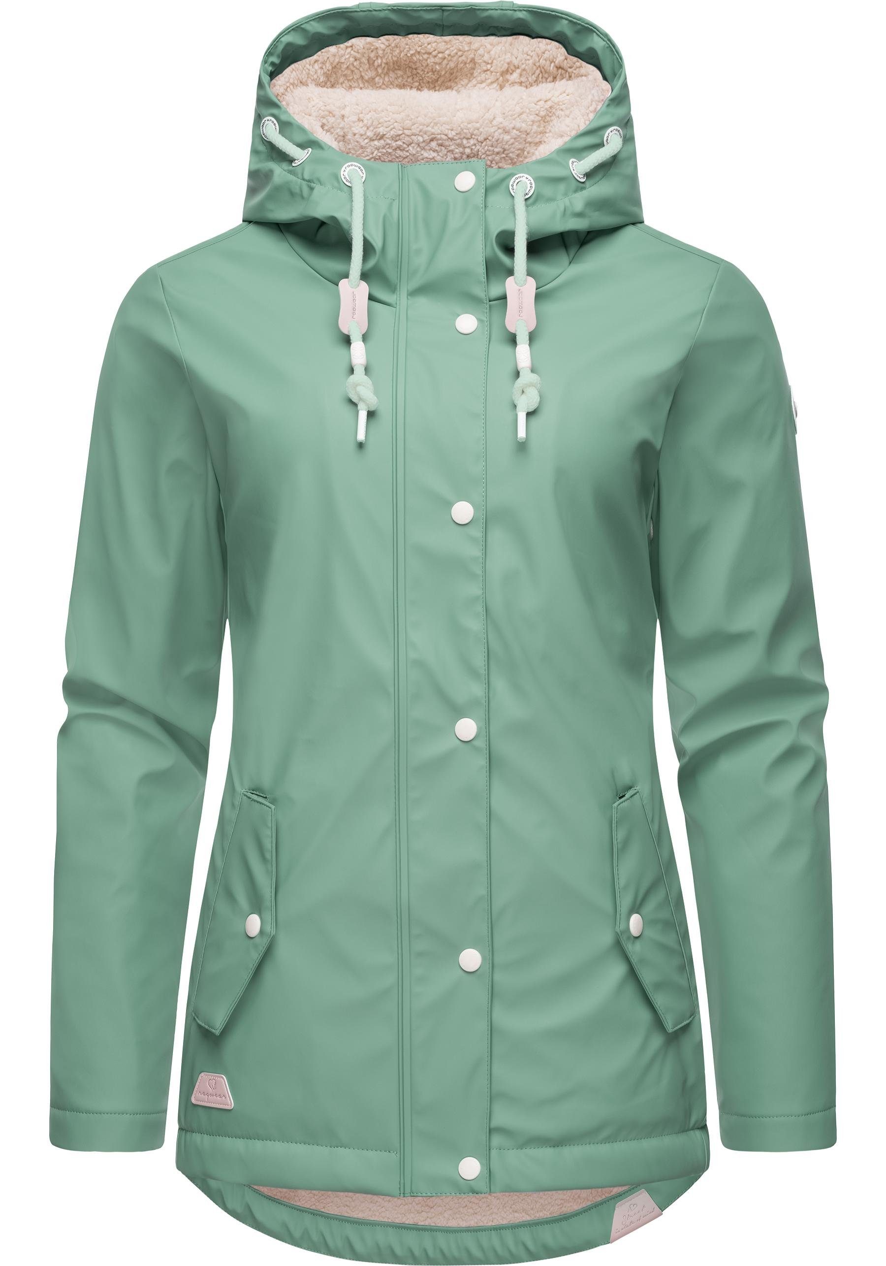 Ragwear Regenjacke Marge warm gefütterter Damen Winter Regenmantel heugrün