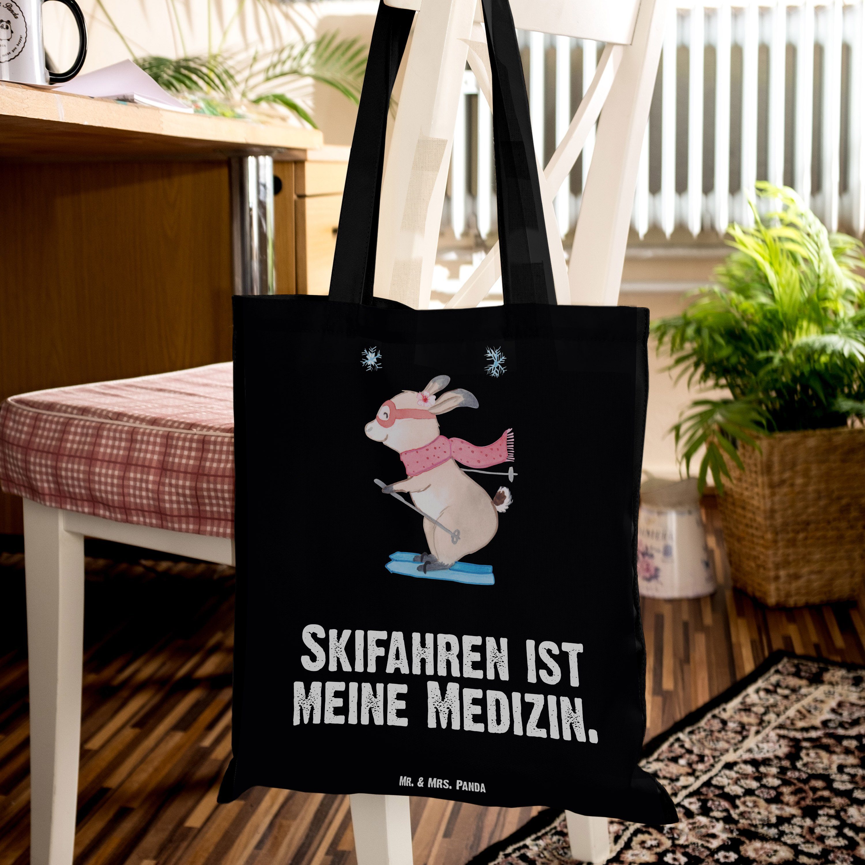 Mrs. Schwarz - Skifahren Beutel, & fahren, Panda Medizin Sport Bär Ski Tragetasche - Geschenk, (1-tlg) Mr.