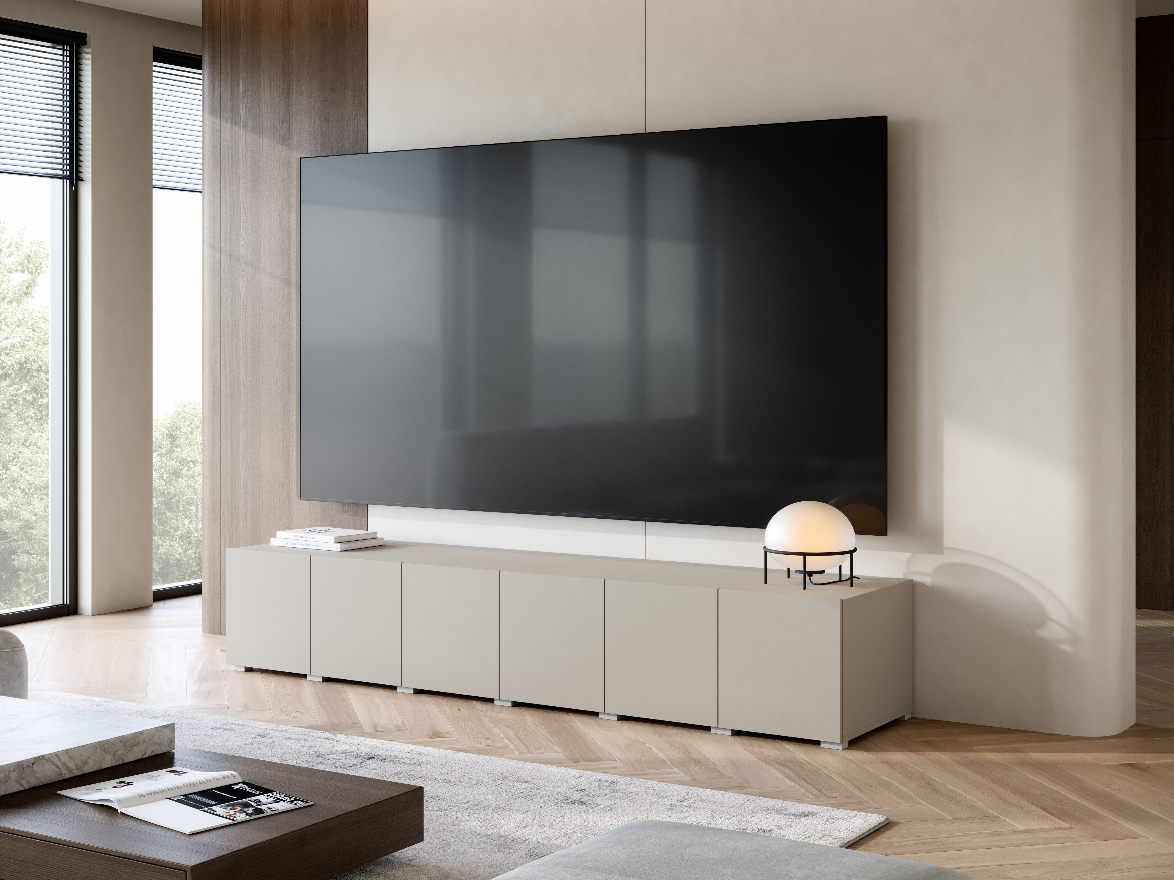 OTTO home Lowboard Denver Erlebe die Weltmeisterschaft im XXL-Format (1 St), Elegantes TV-Möbel 220 cm, speziell für bis zu 98-Zoll Fernseher – Bild 5 von 5