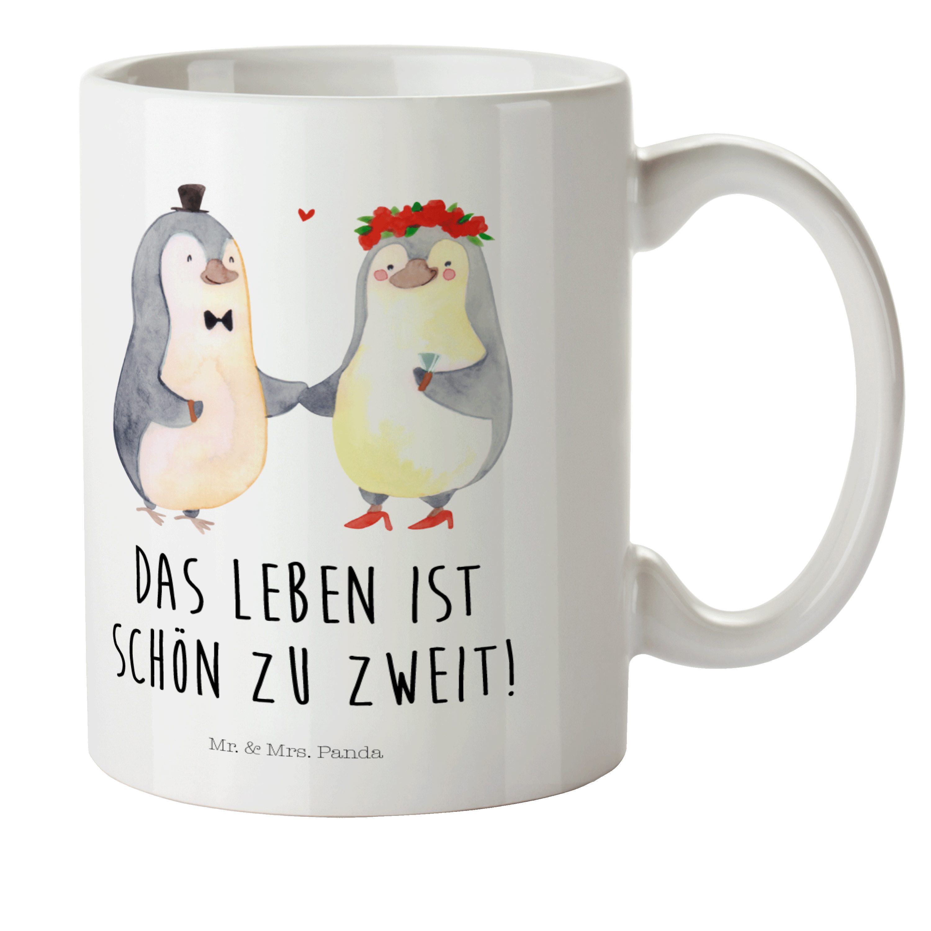 Mr. & Mrs. Panda Kinderbecher Pinguin Heirat - Weiß - Geschenk, Camping Becher, Freundin, Tasse, Pä, Kunststoff