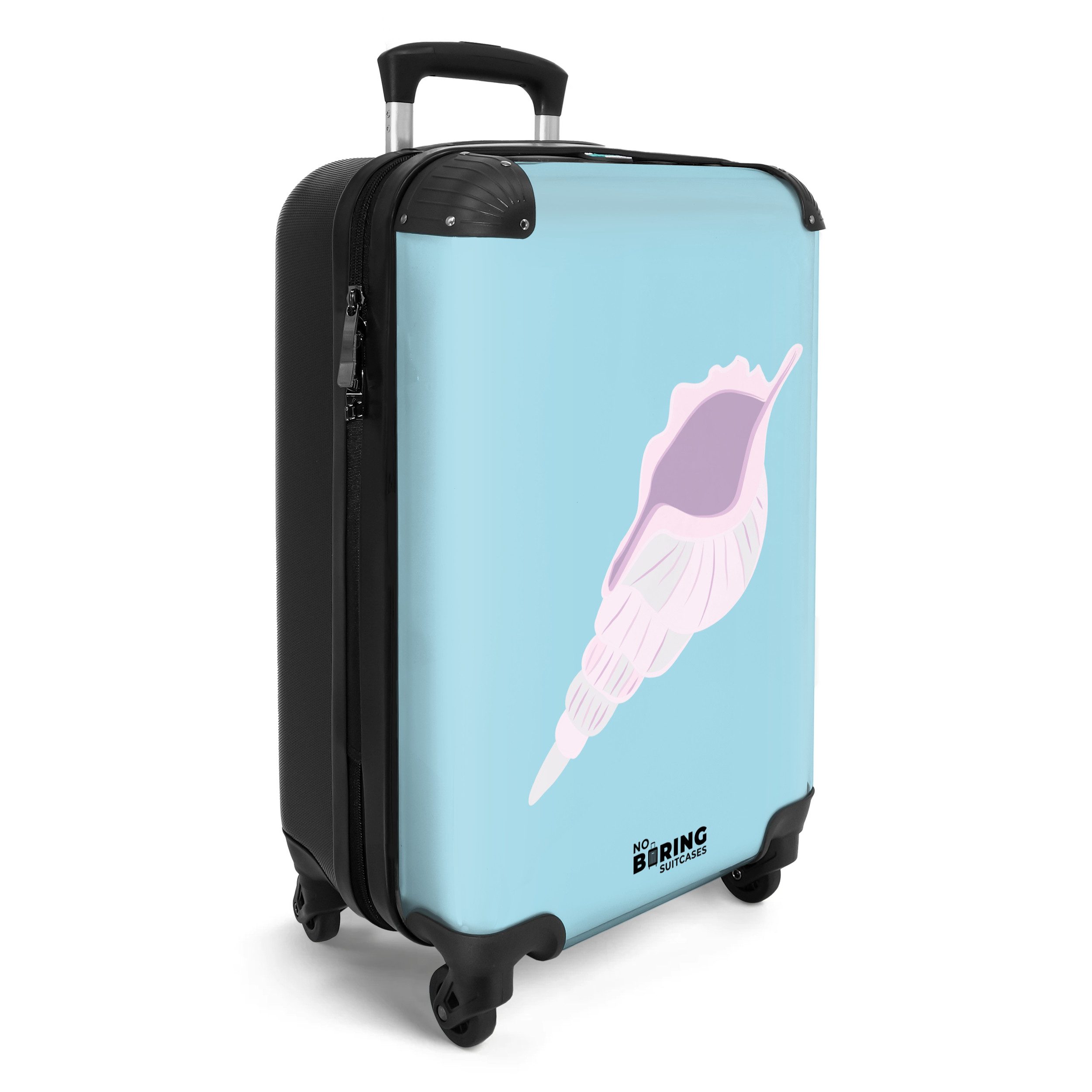 NoBoringSuitcases.com© Hartschalen-Trolley Blau mit hellrosa Schale günstig online kaufen