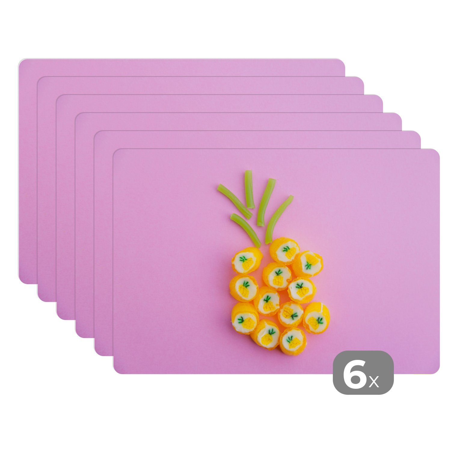 Platzset, Süße in Form einer Ananas, MuchoWow, (6-St), Platzset, Platzdecken, Platzmatte, Tischmatten, Schmutzabweisend
