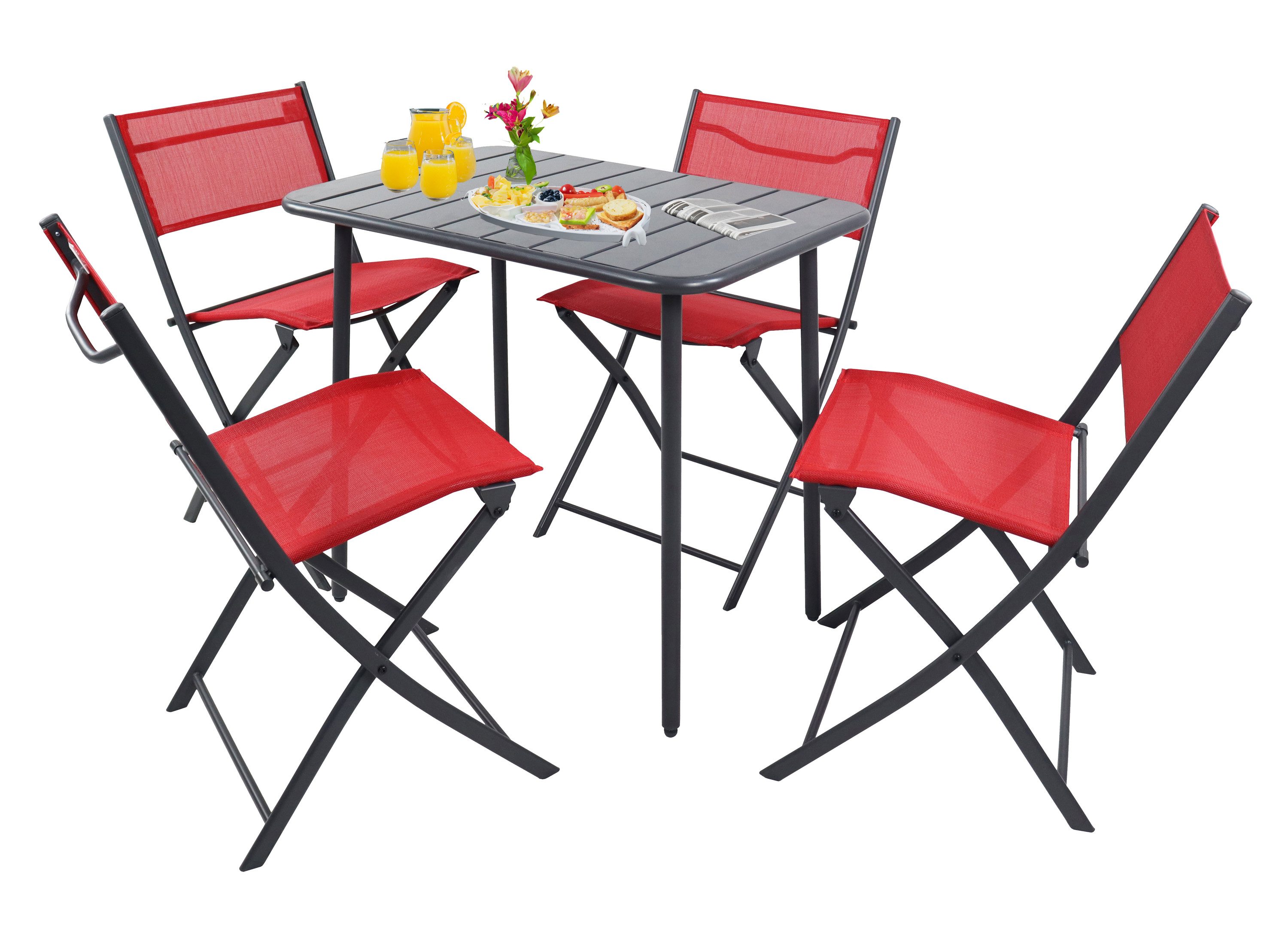 VCM Garten-Essgruppe 5 tlg. Bistroset Balkonset Gartenset Sumila 80x55