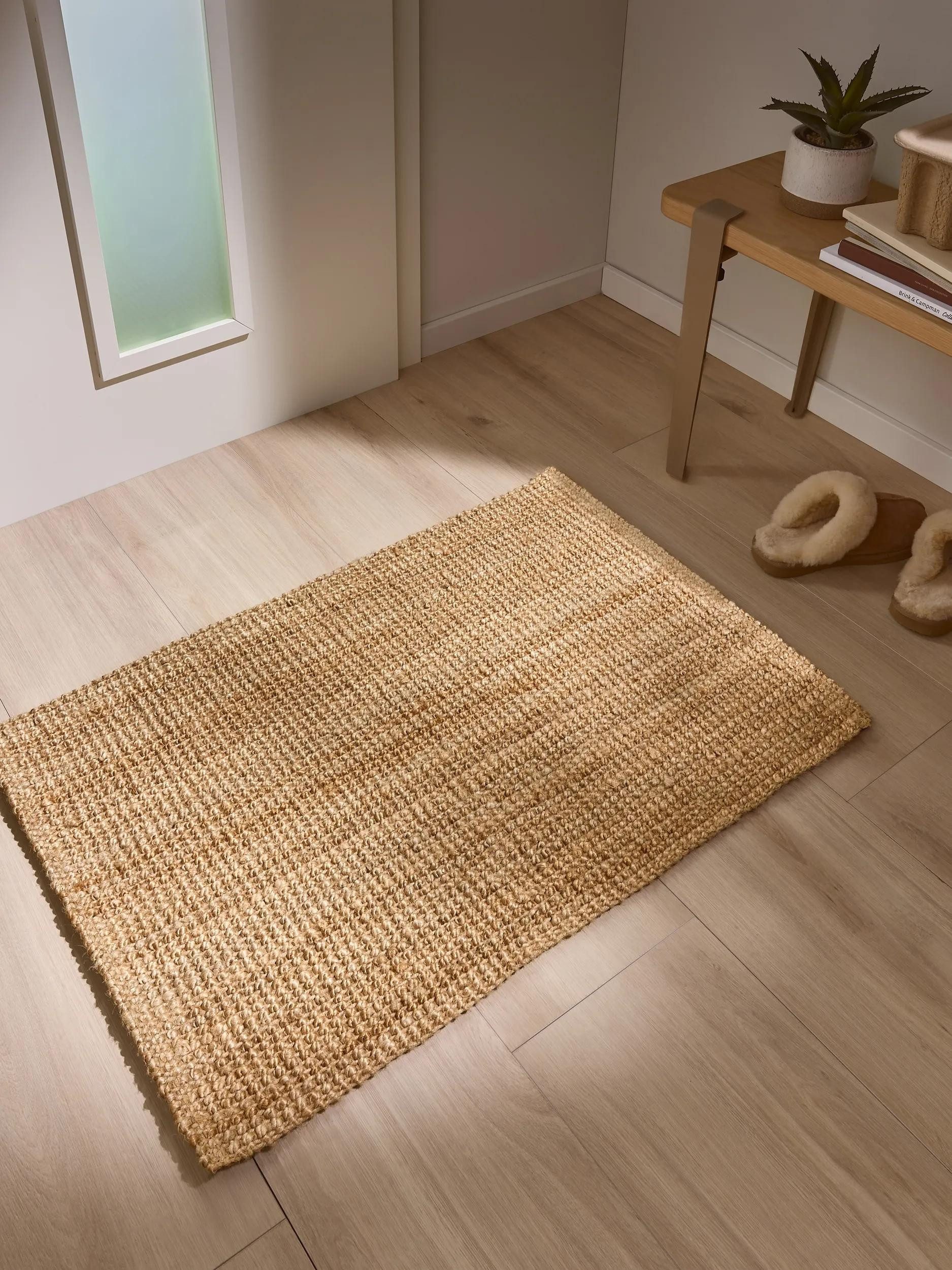 benuta Fußmatte Svea, rechteckig, Höhe: 5 mm, Hangefertigter Juteteppich, Wohnzimmer, Esszimmer, Schlafzimmer, Flur