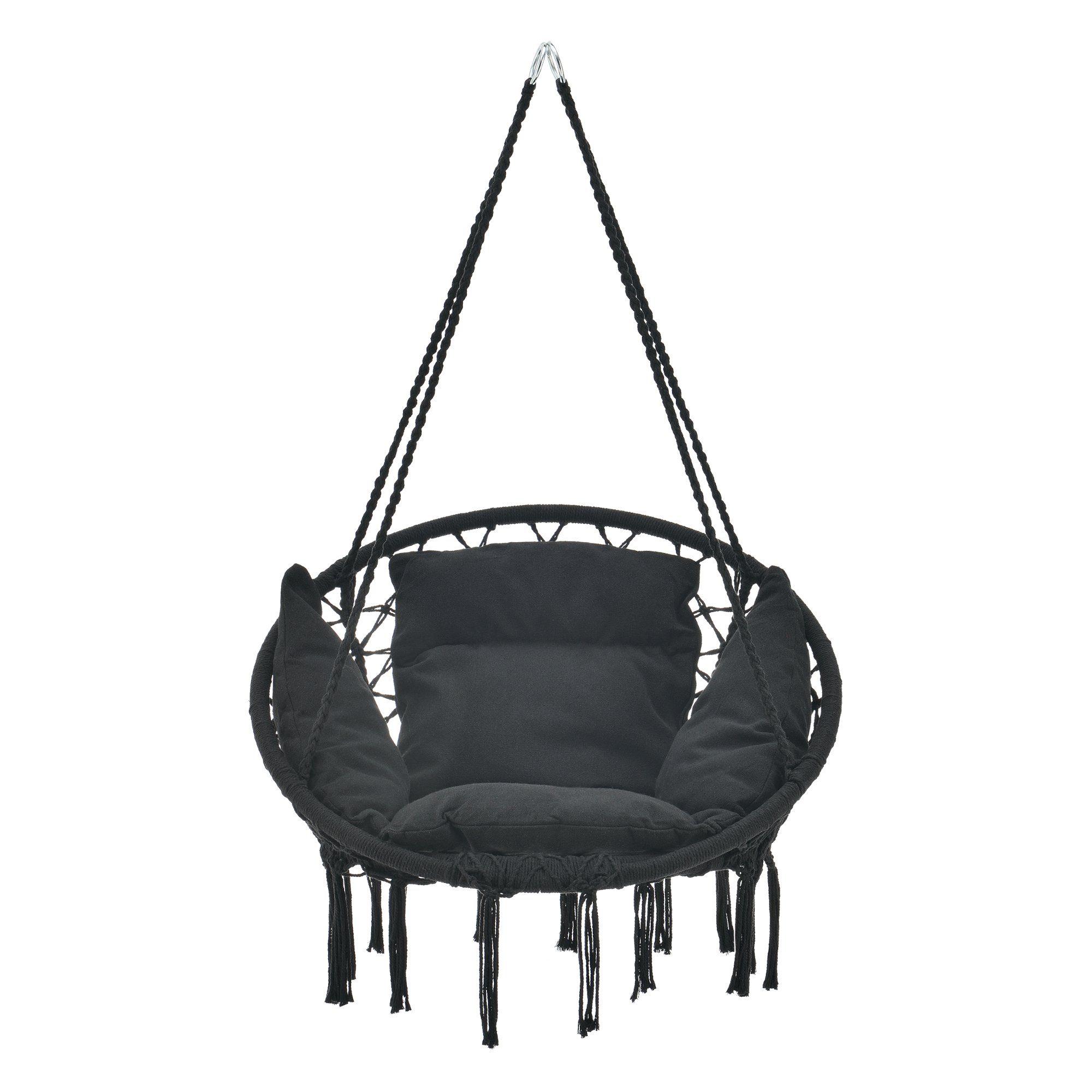 casa.pro Hängesessel, »Kailua« Hängestuhl mit Kissen ø60cm Schwarz