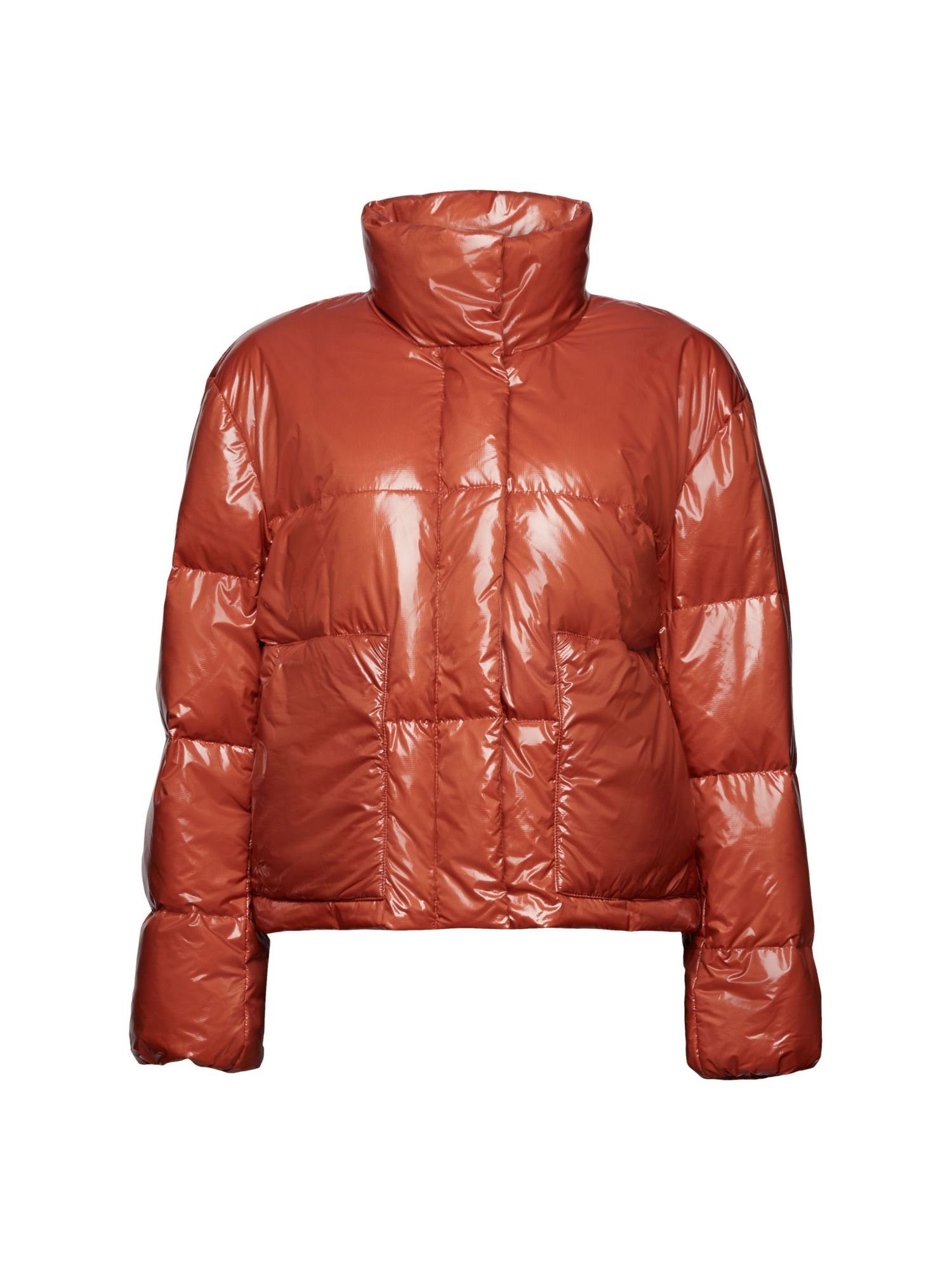 Esprit Steppjacke Steppjacke in Glanzoptik TERRACOTTA