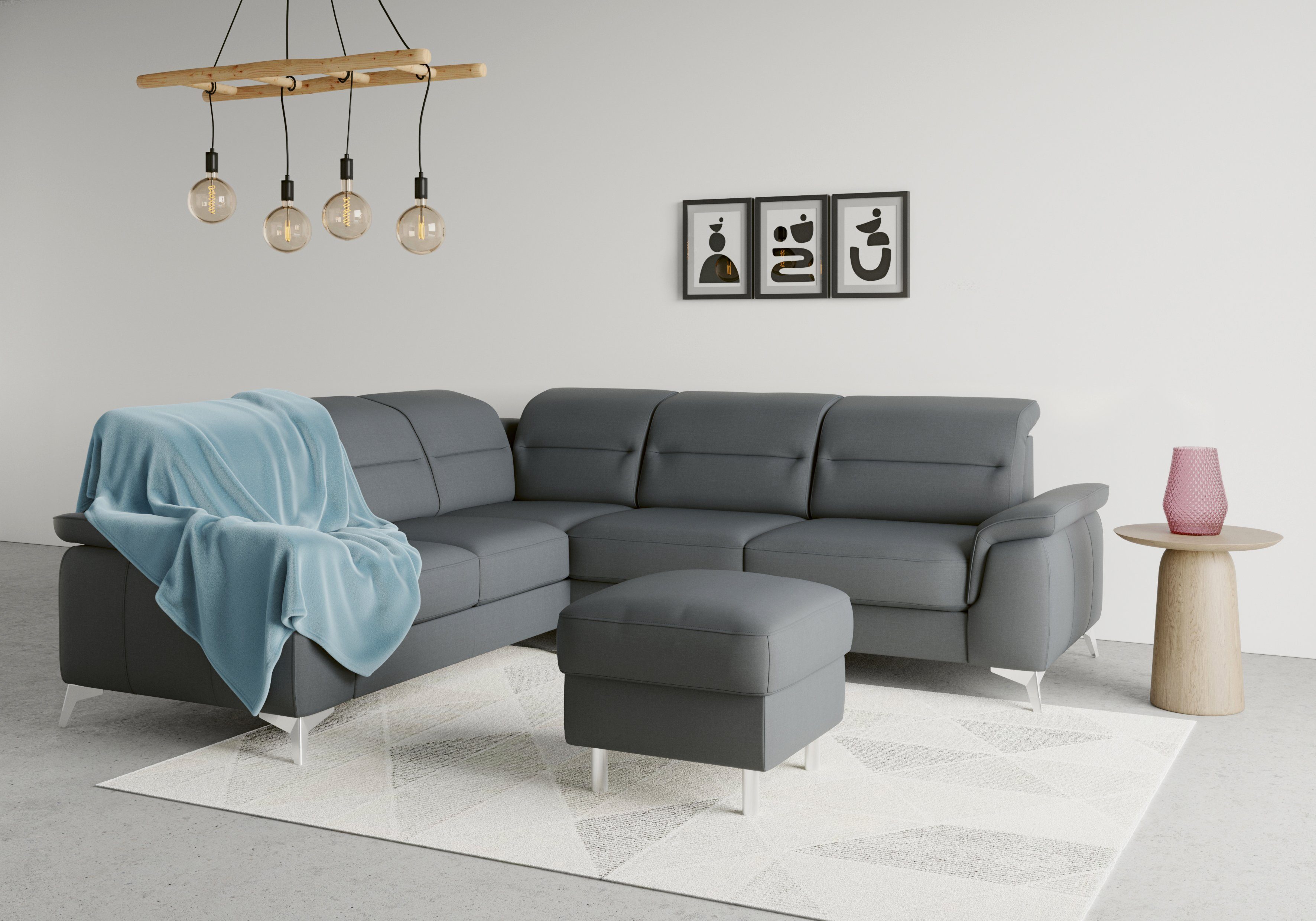 optional Sinatra, und Kopfteilverstellung Armteilfunktion Ecksofa sit&more mit