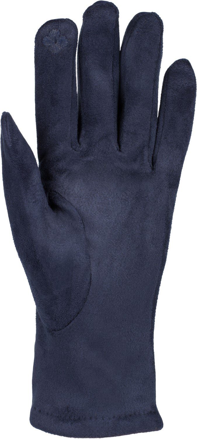 styleBREAKER Fleecehandschuhe Zick-Zack Touchscreen bestickt Dunkelblau Handschuhe