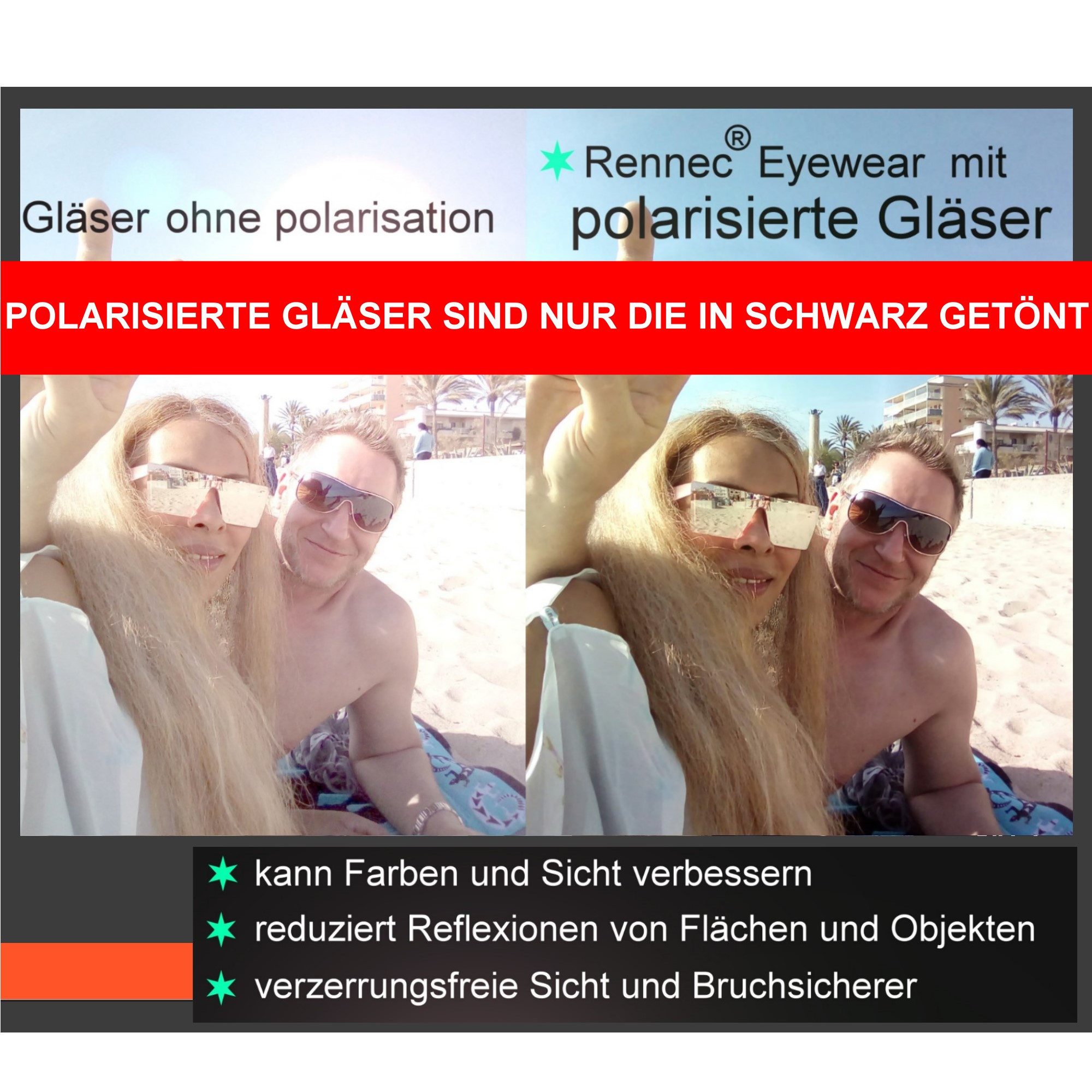 Rennec Sonnenbrille (Pilotenbrille mit Hardcase und schwarzen Brillenbeutel, Polarisierte Piloten Sonnenbrille mit Retro Gelenke) Gläser Polarisiert Schwarz Getönt, Braun Getönt, Silber Verspiegelt