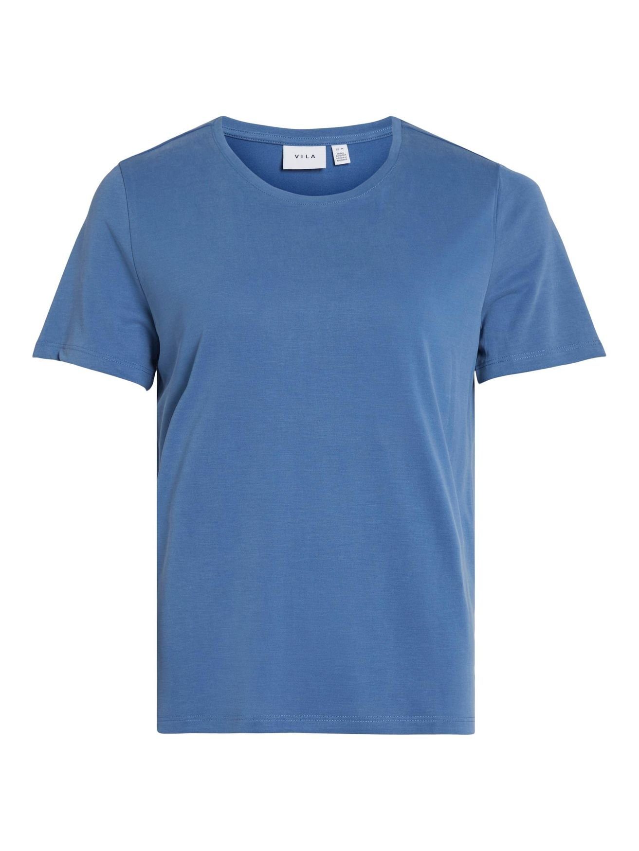 T-Shirt Blau Top T-Shirt Vila Oberteil Basic in Rundhals VIMODALA Kurzarm 4870