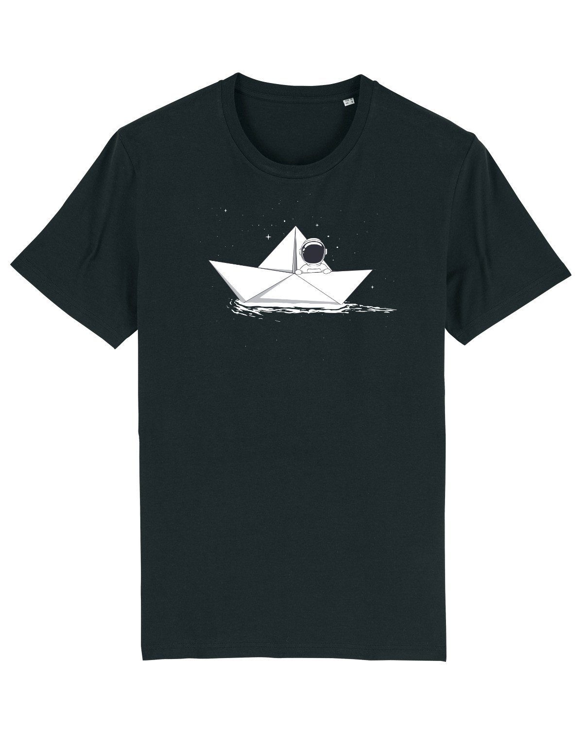 wat? Apparel Print-Shirt Astronaut in paper boat (1-tlg) schwarz