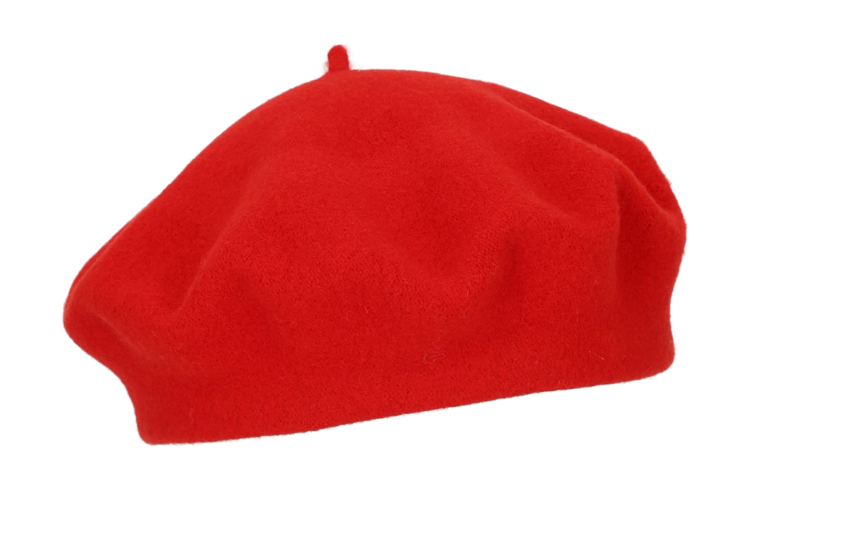 halsüberkopf Accessoires Baskenmütze Filzbaske aus reinem Wollfilz