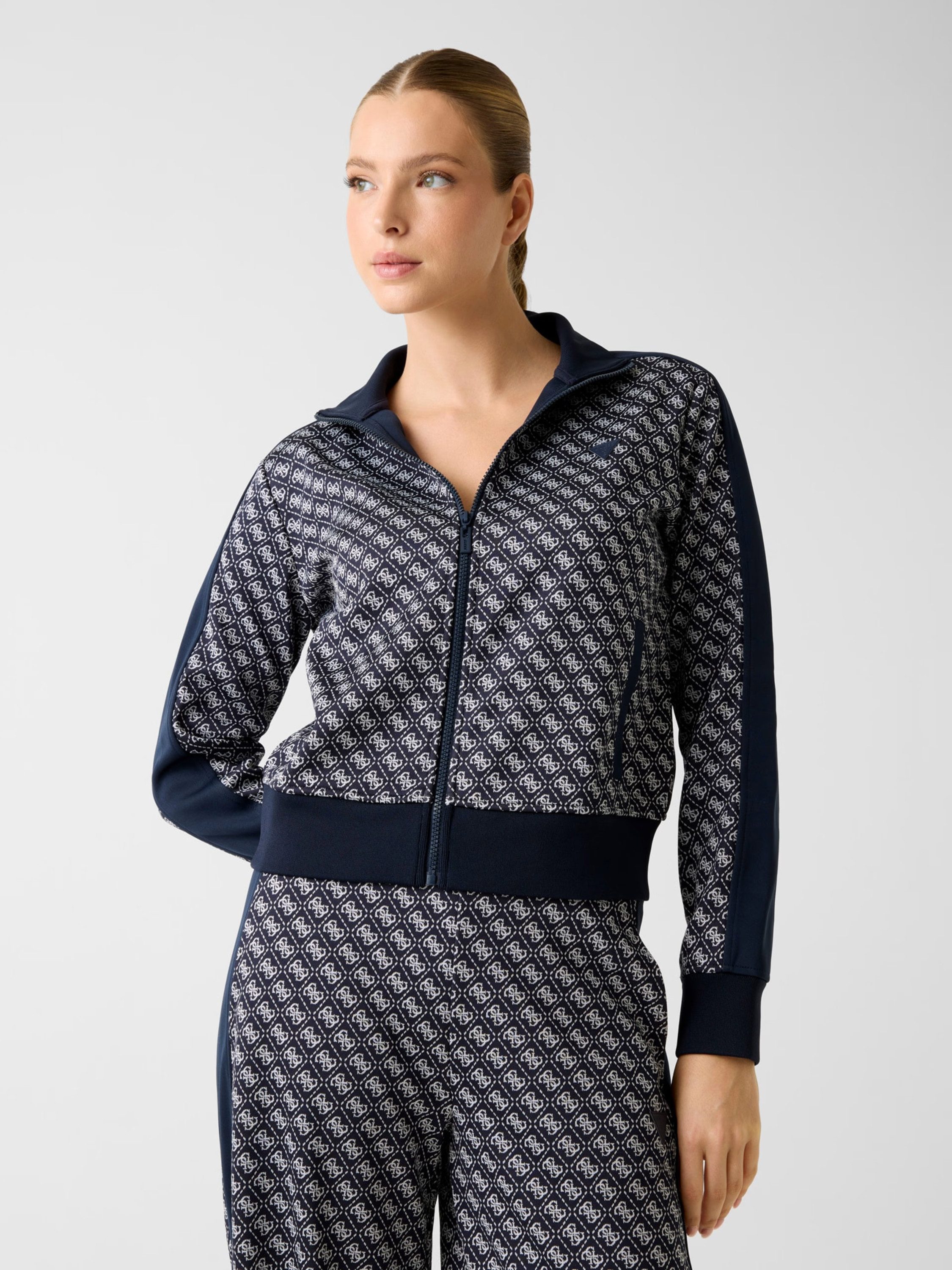 Guess Sweatshirt - MAYA 4G FULLZIP SWEATSHIRT - Bedruckter Logo-Sweater mit Reißversch