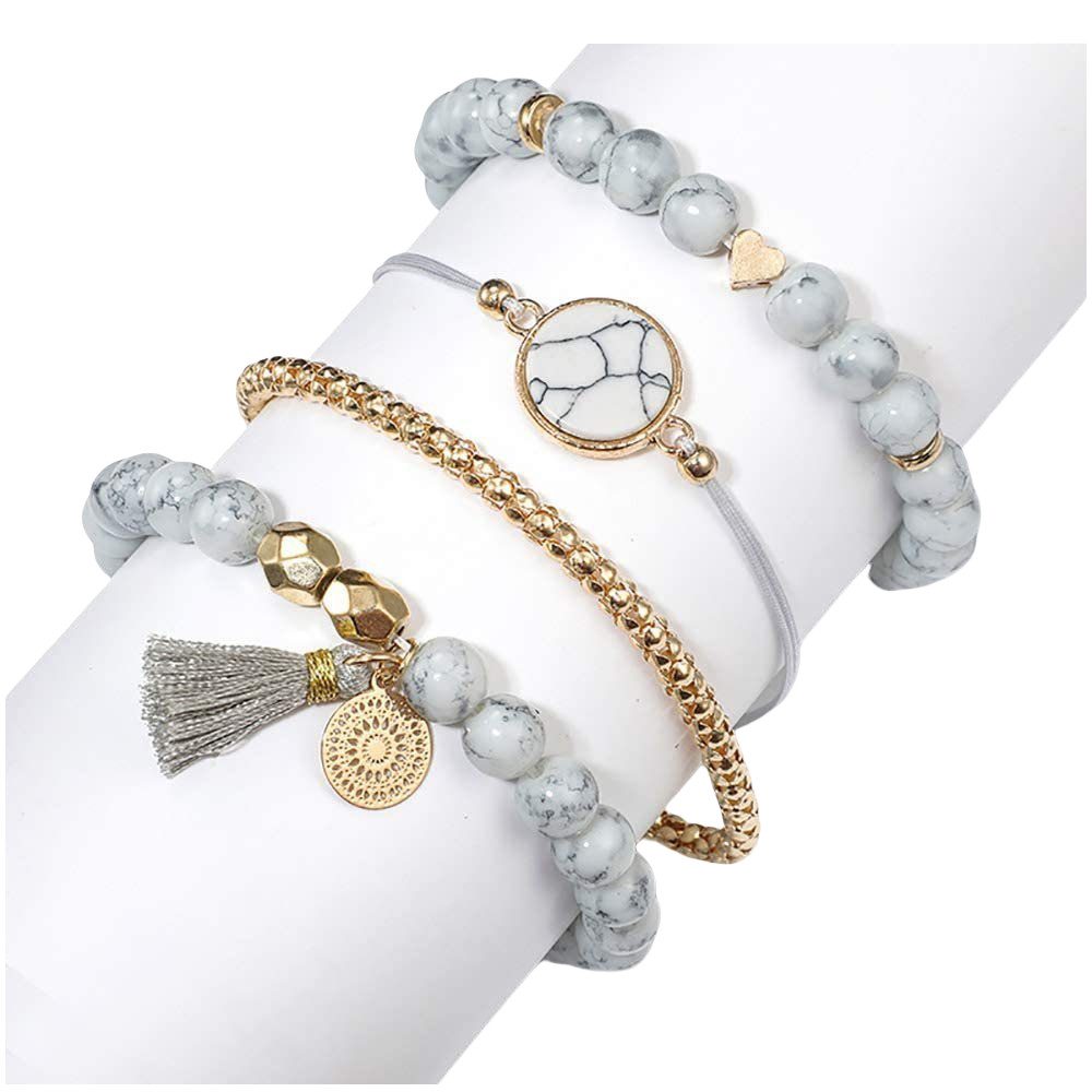 Bead-Armband-Set Boho-Armbandset mit Quasten