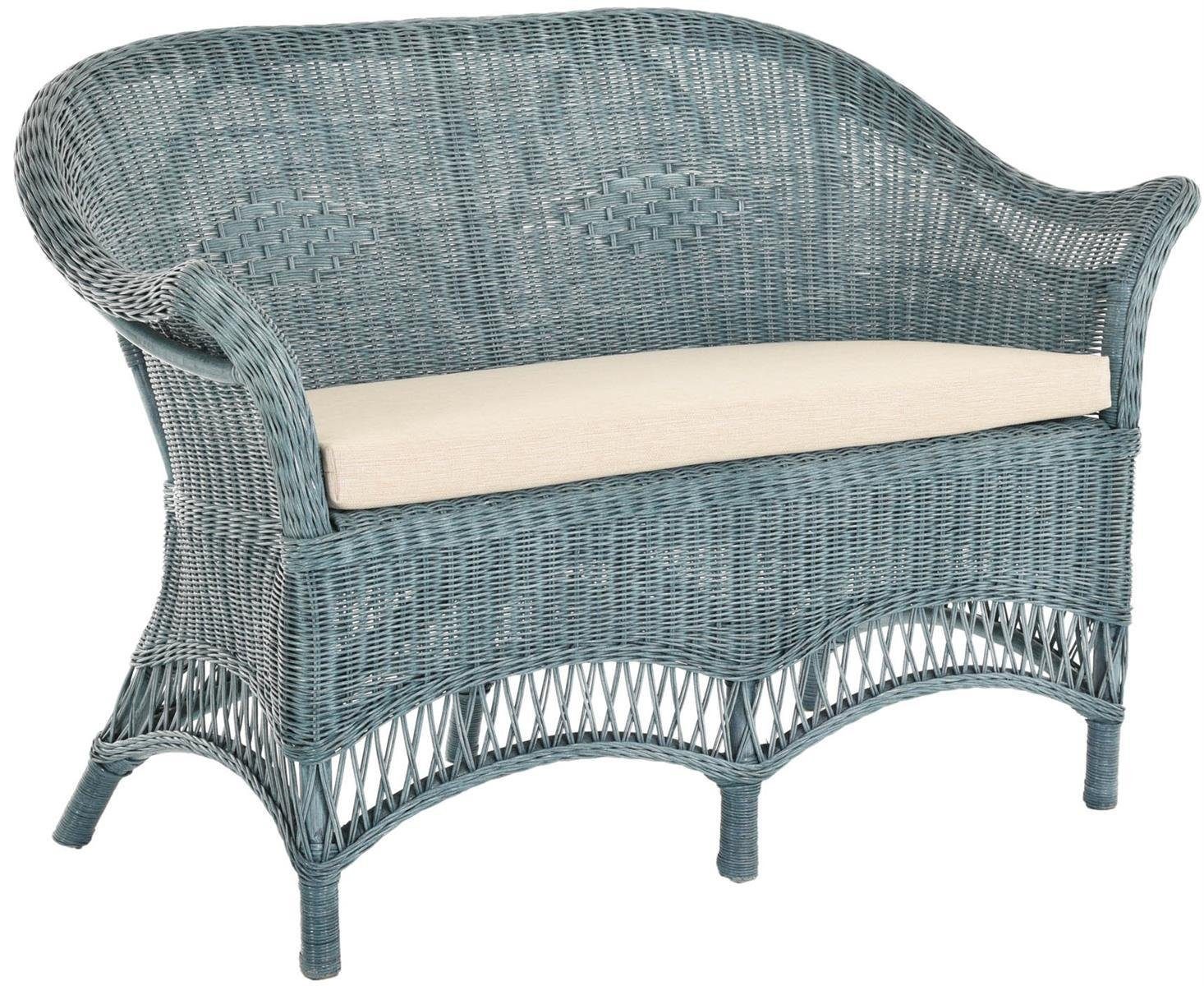 Krines Home Loungesofa Rattanbank Landhaus Sitzbank Wintergarten 2