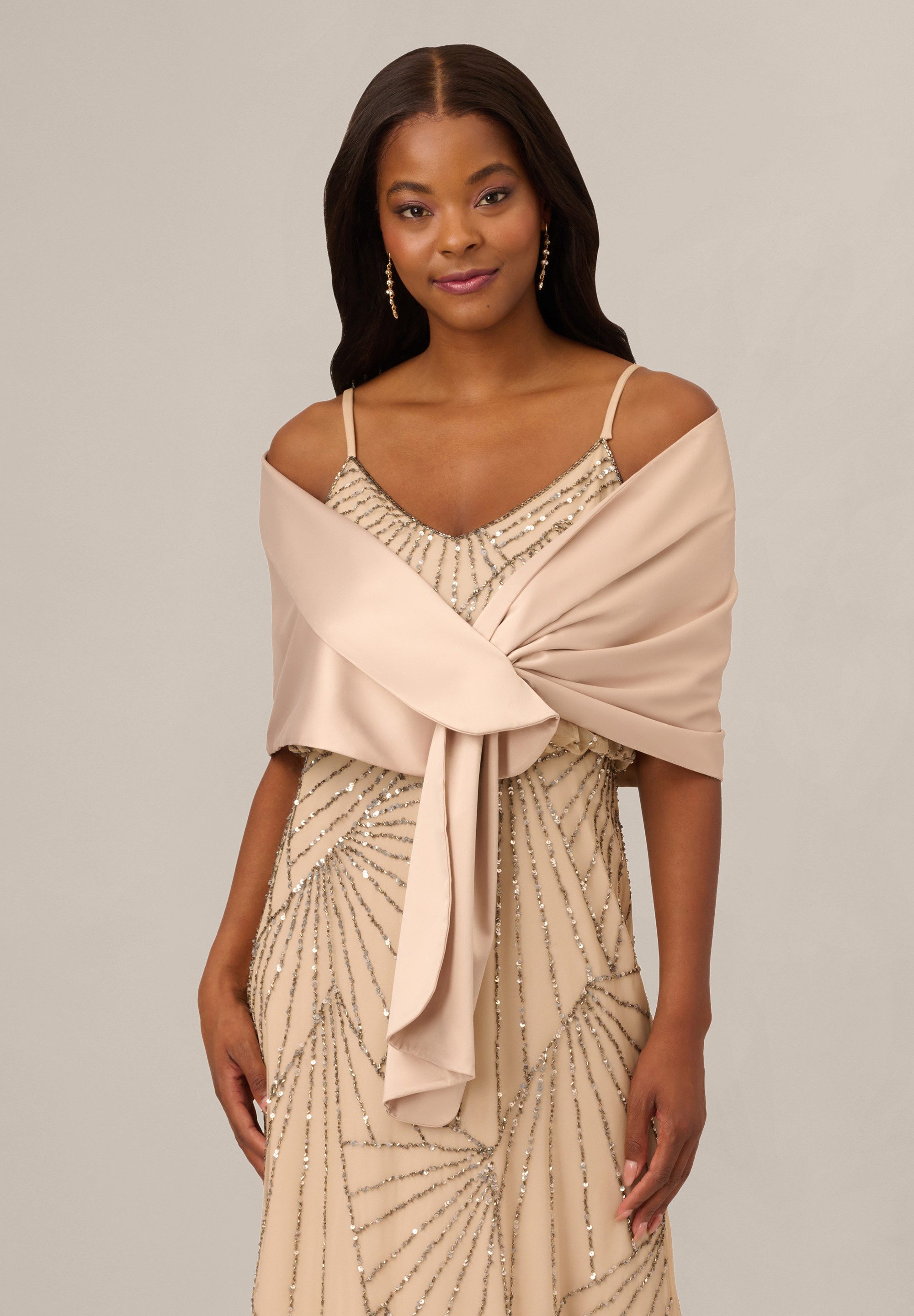 Adrianna Papell Bolero Pull Thru Wrap Chic, charmeuse wrap/cover up