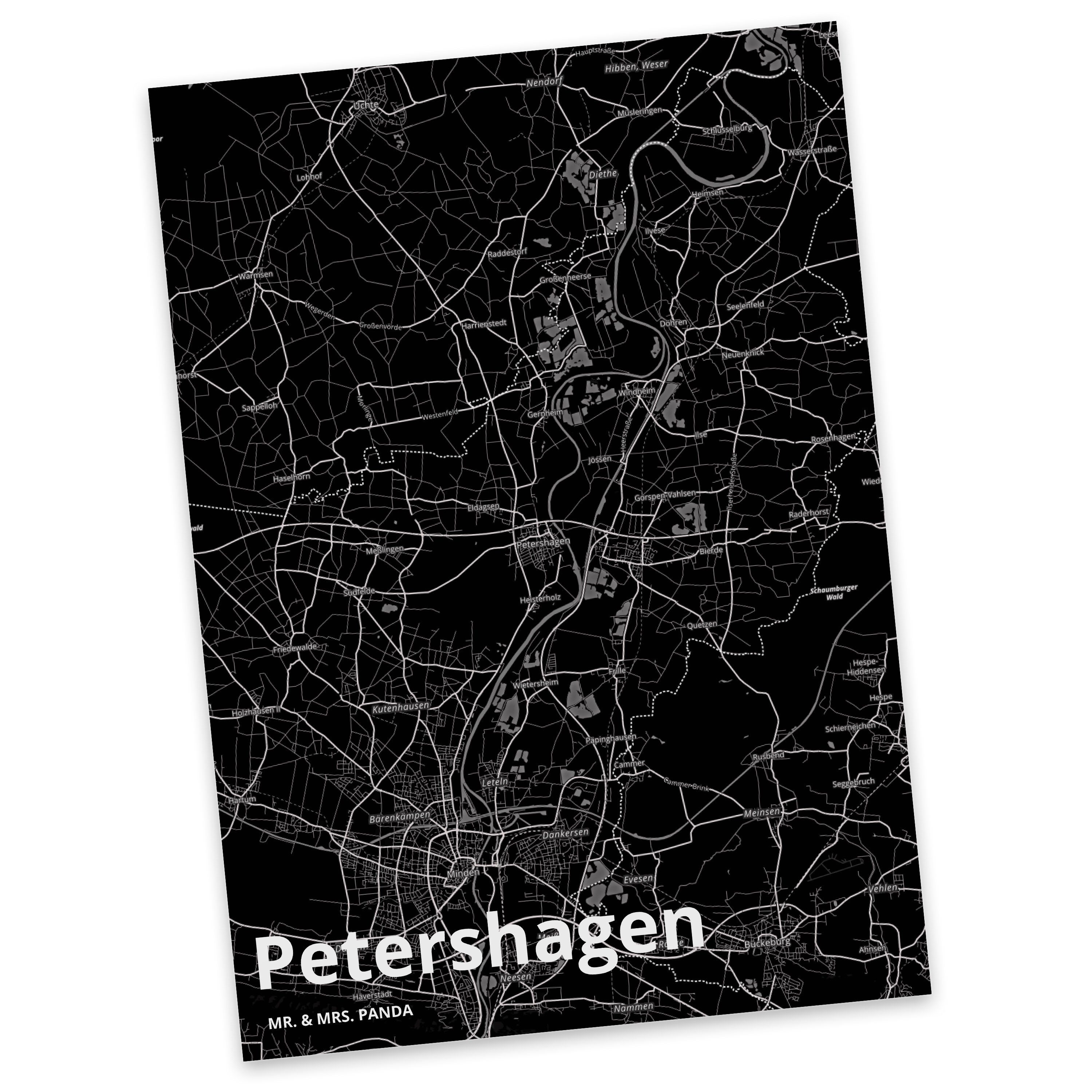 Mr. & Mrs. Panda Postkarte Petershagen - Geschenk, Geschenkkarte, Grußkarte, Dorf, Städte, Stadt