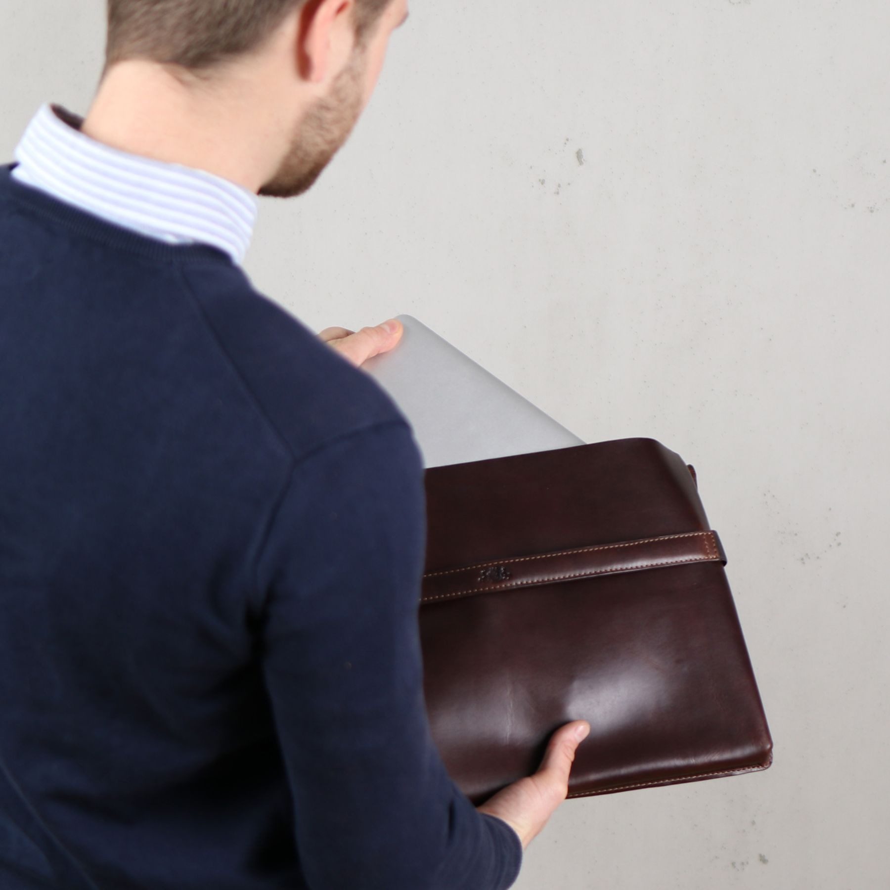 SID & VAIN Laptop-Hülle echt Leder Aktentasche 13 Zoll Laptop-Hülle braun, Laptop-Hülle 13 Zoll Damen Herren, Arbeitstasche Umhängetasche braun