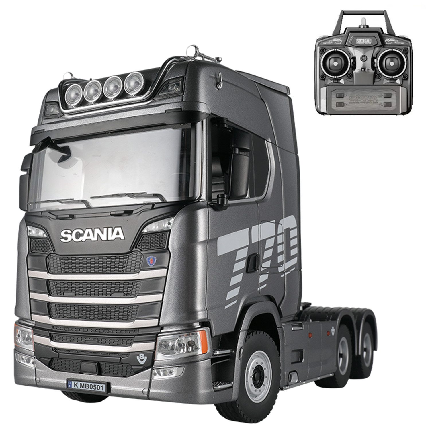 Esun RC-LKW RC Truck 770S, Ferngesteuerter Lkw, Lastwagen Modellbau 1:18 (SET, Komplettset), 6x4, mit Soundeffekte und Licht, ab 8 9 10 Jahre