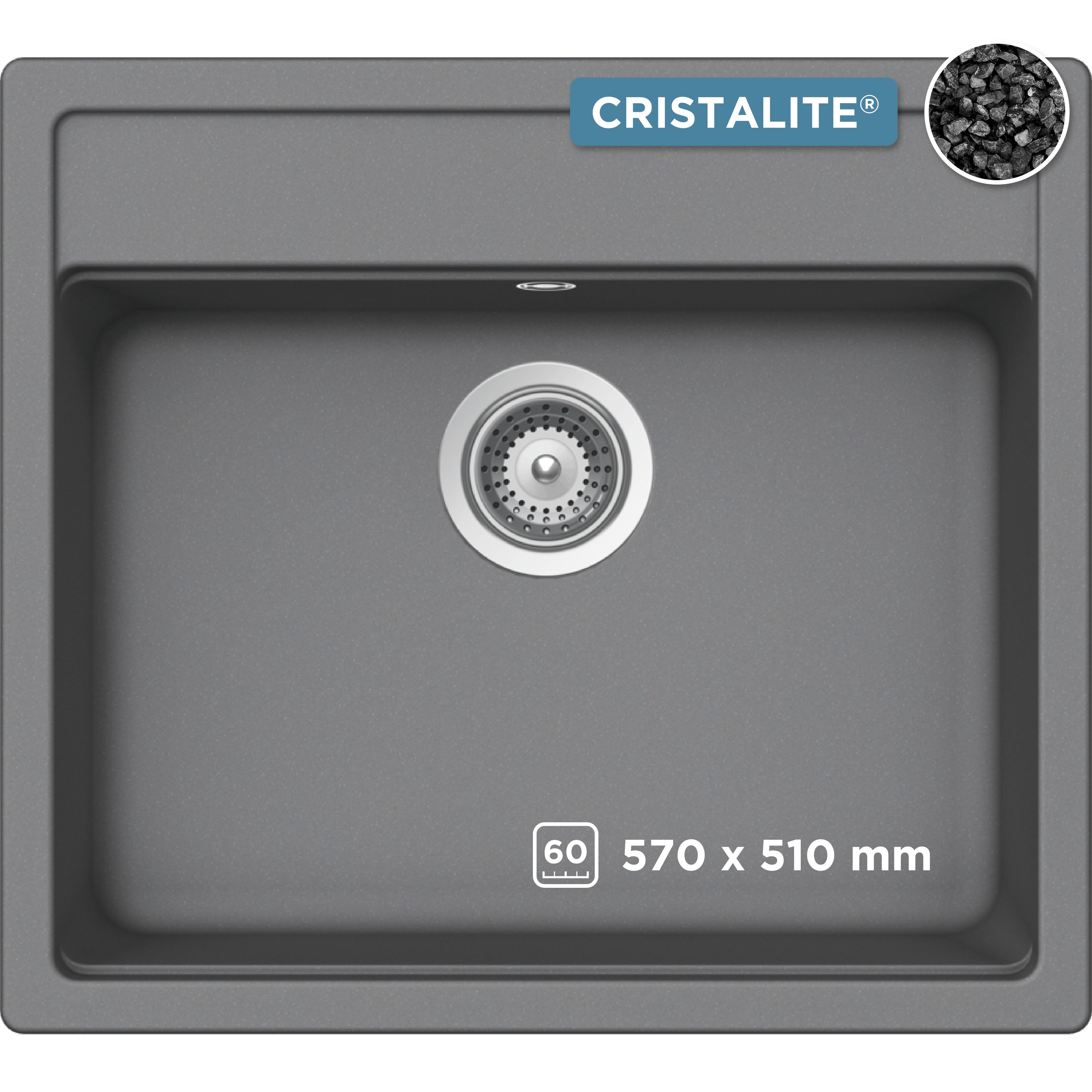 Schock Granitspüle Oslo, quadratisch, 57/51 cm