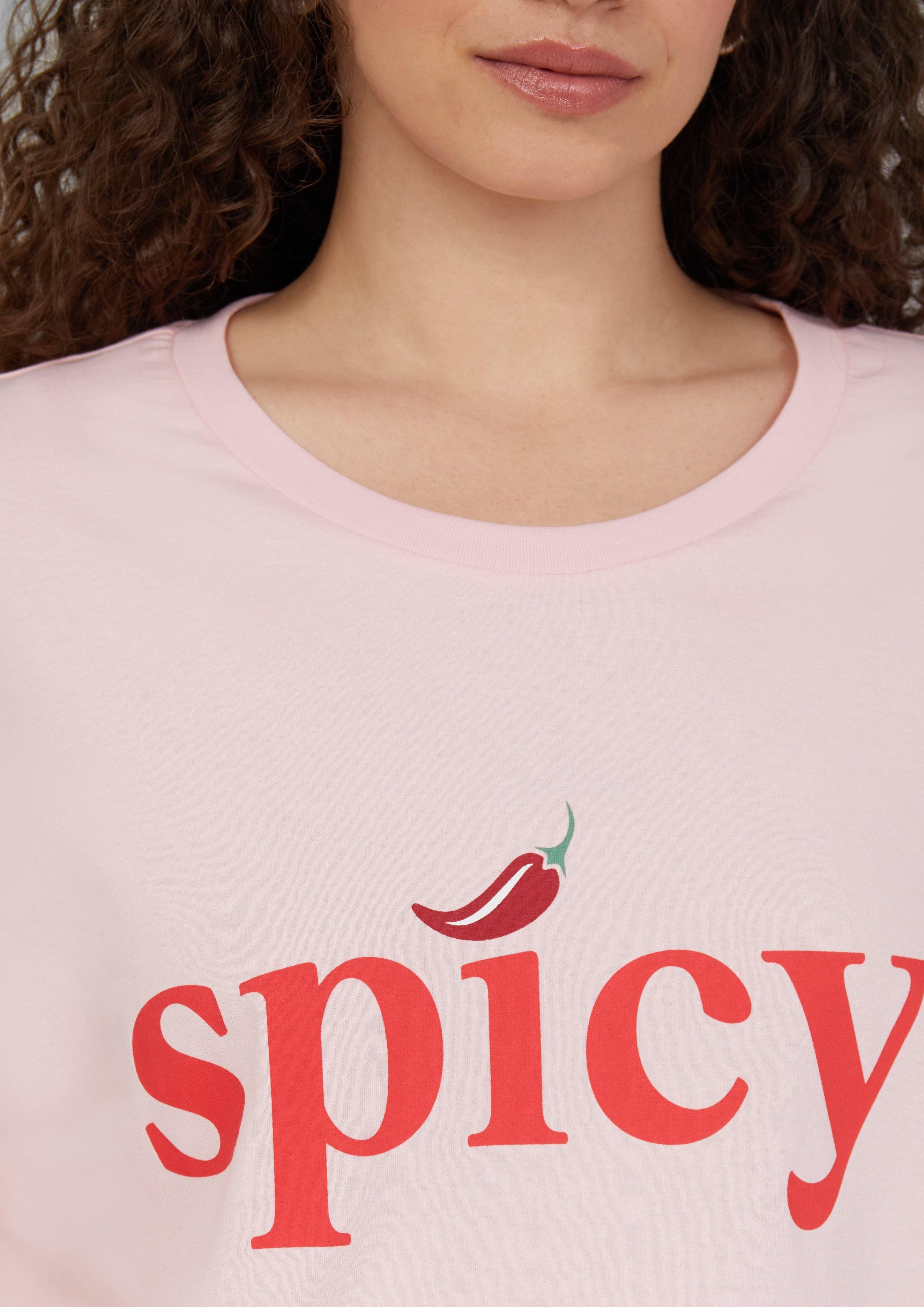 QS Kurzarmshirt Baumwollshirt mit überschnittener Schulter günstig online kaufen