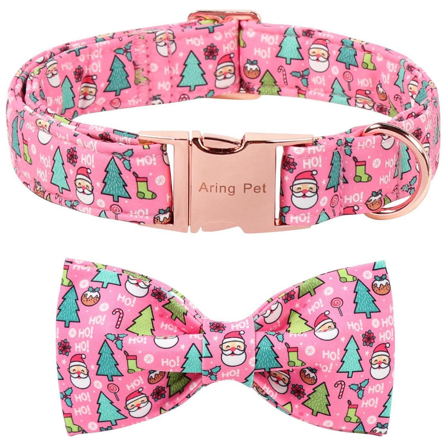 LuxusKollektion Hundefliege Hundehalsband Weihnachten Fliege Rosa S, Textil