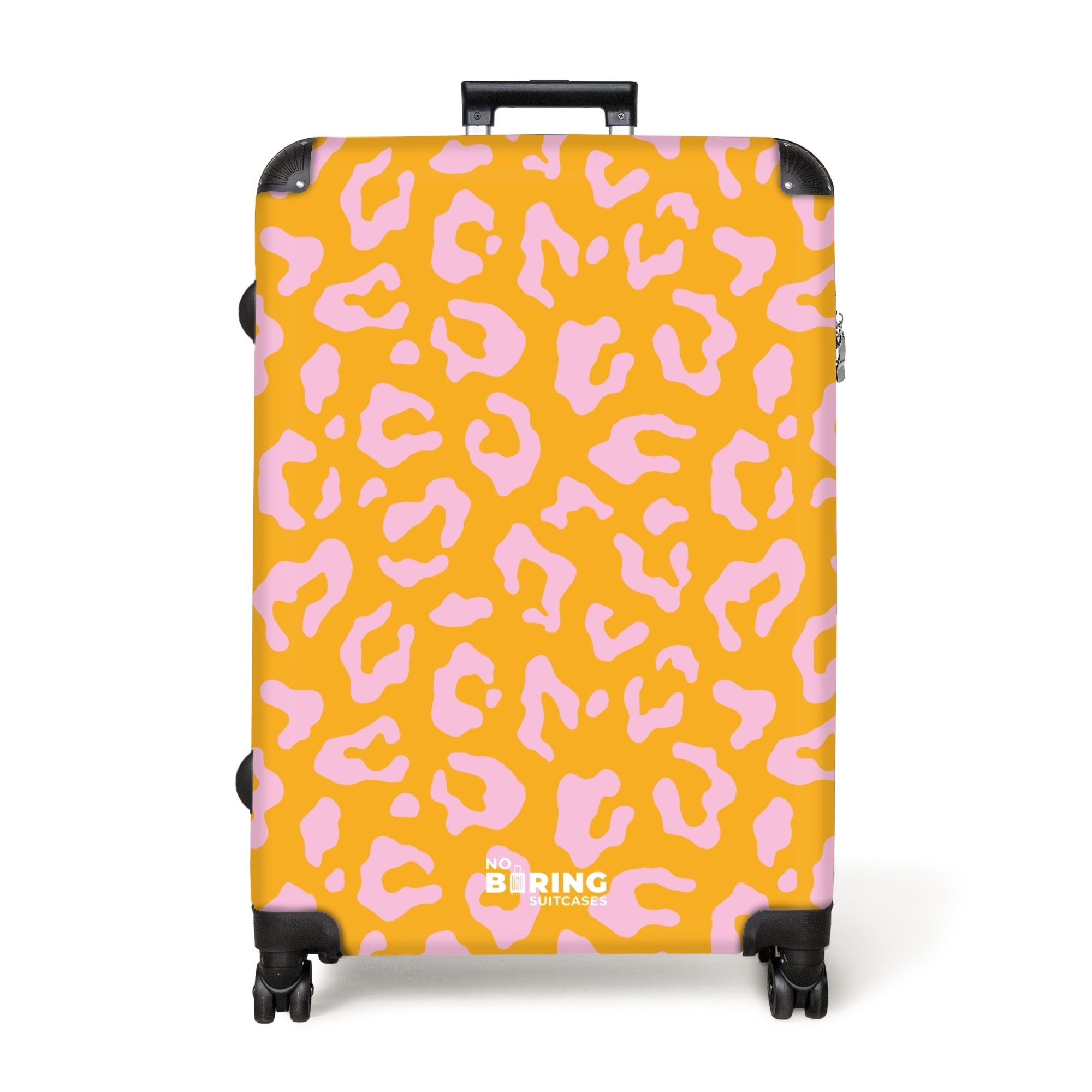 NoBoringSuitcases.com© Hartschalen-Trolley Orange und rosa Pantherdruck günstig online kaufen