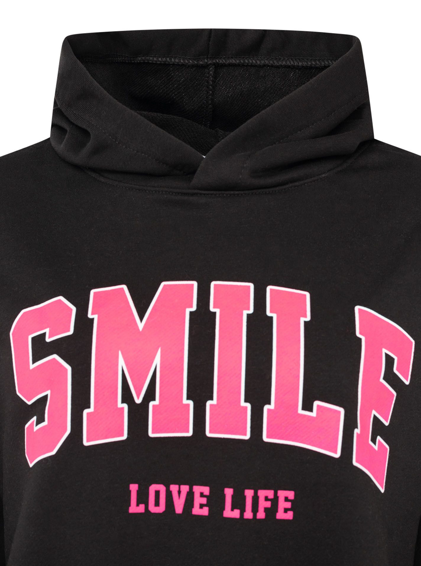 Zwillingsherz Hoodie "Smile" Kapuze, lange Ärmel, elastische Bündchen, großer Neon-Print – Bild 5 von 5