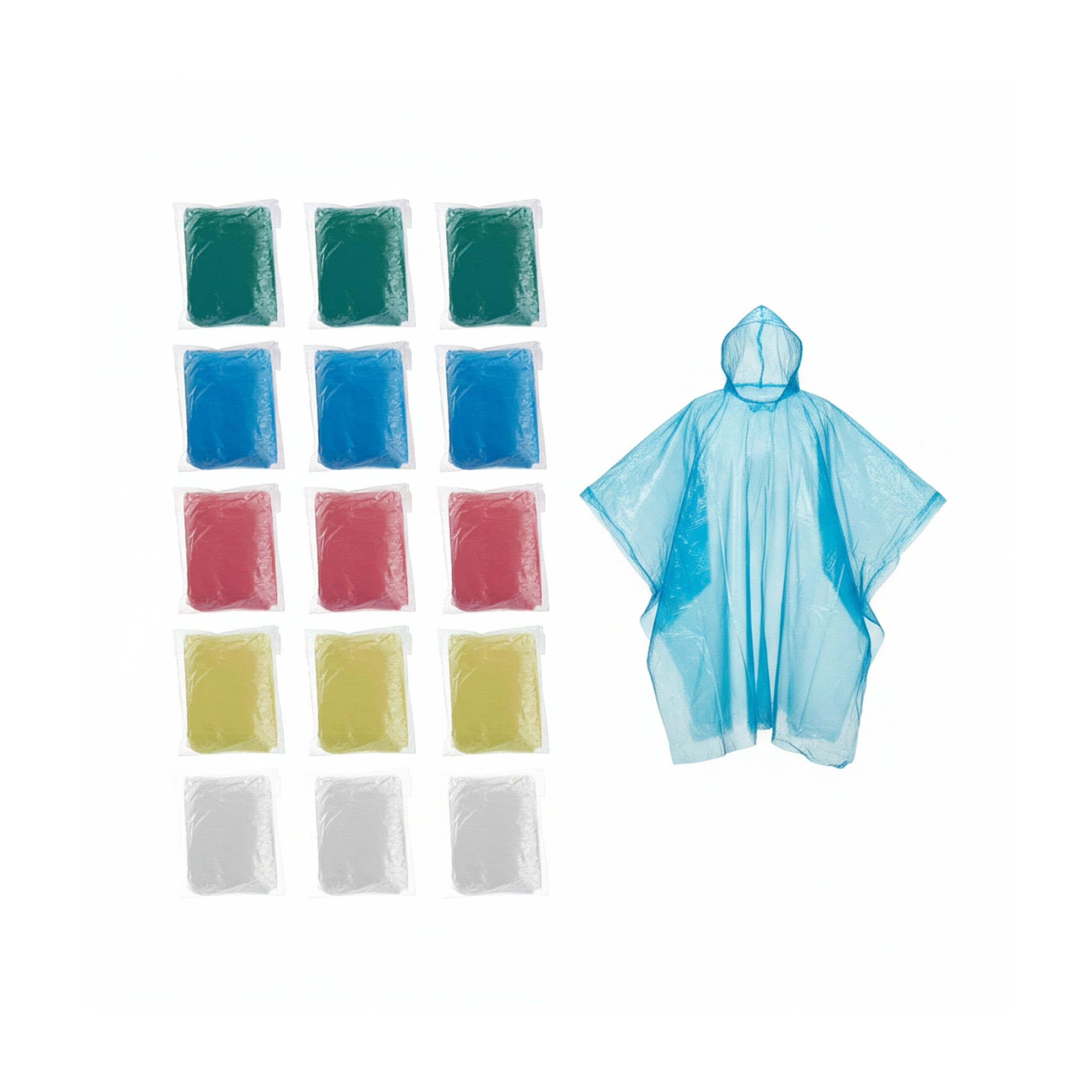 Regenponcho Einweg Regenponcho 15er Set bunt