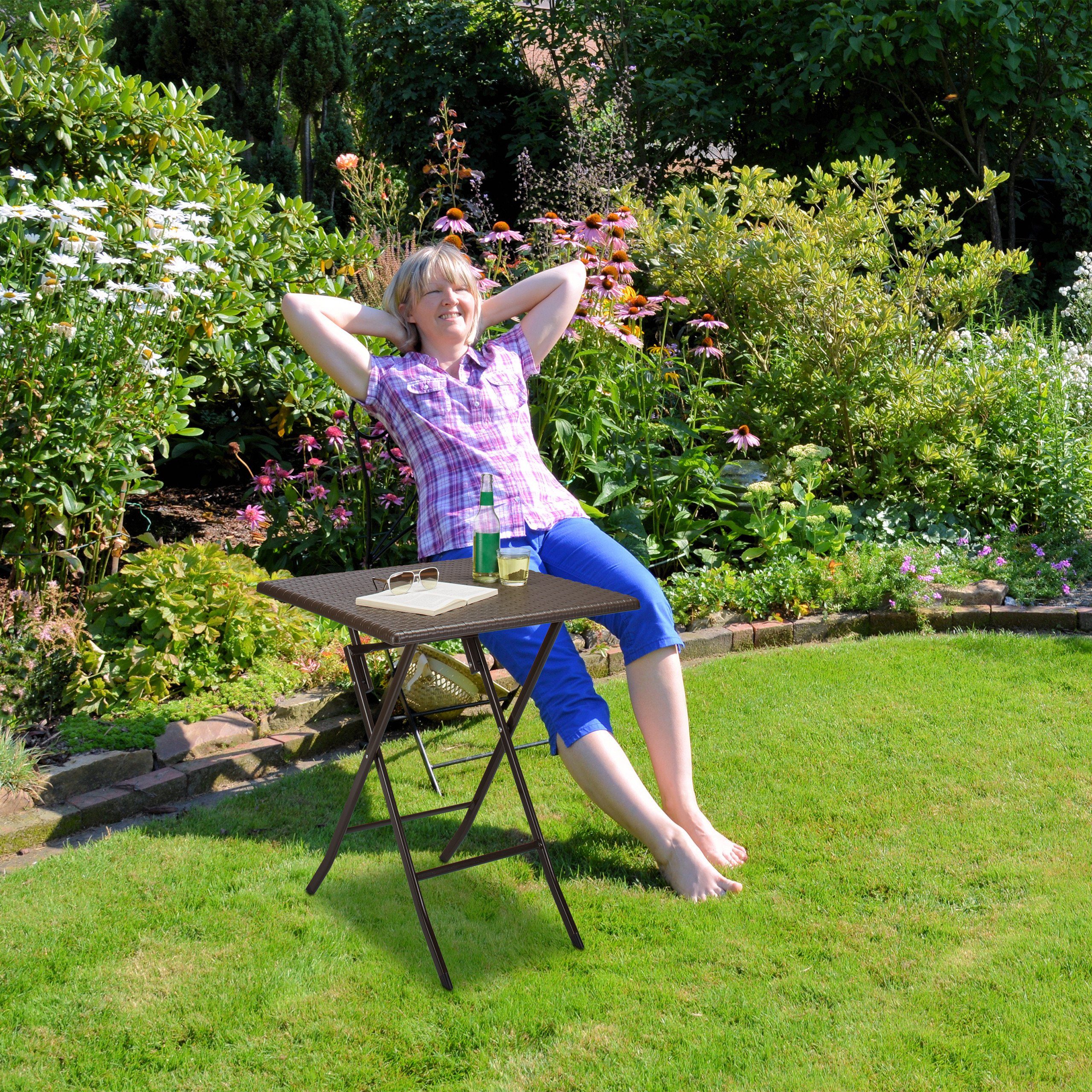 relaxdays Klapptisch Gartentisch klappbar BASTIAN, Braun