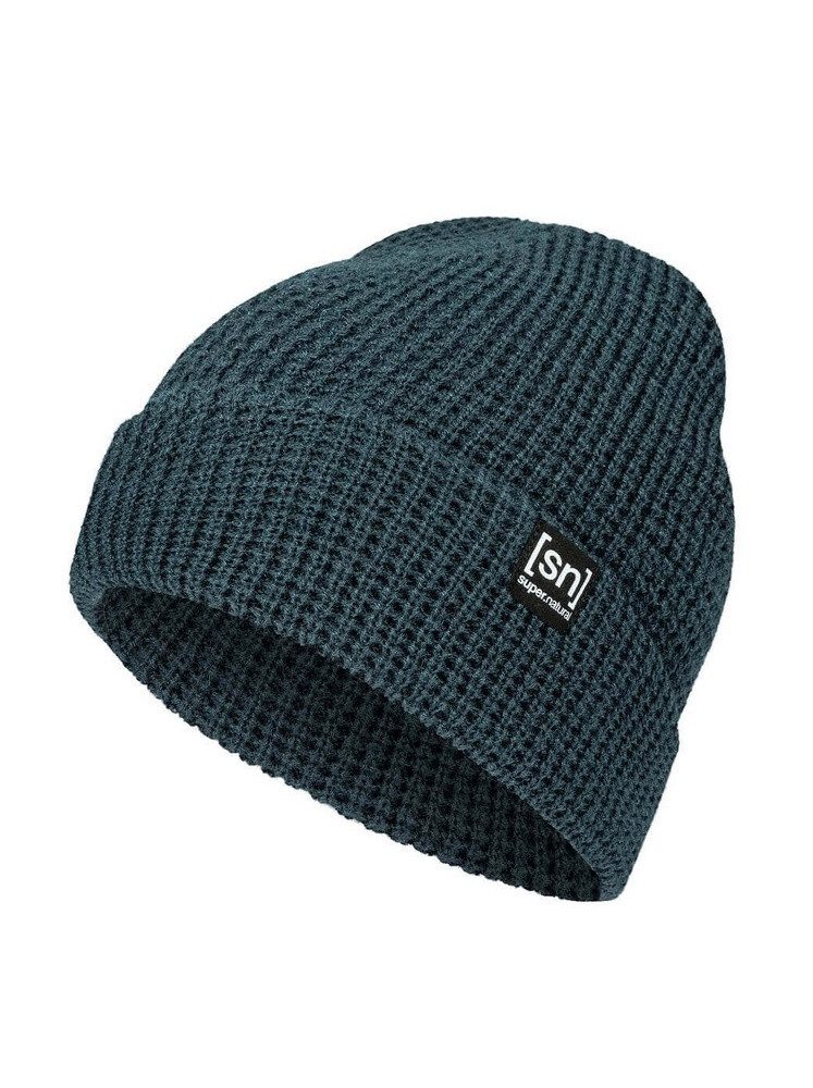 SUPER.NATURAL Beanie Wintermütze City (Merinowolle, ideale Thermoregulation) blau - 1 Stück