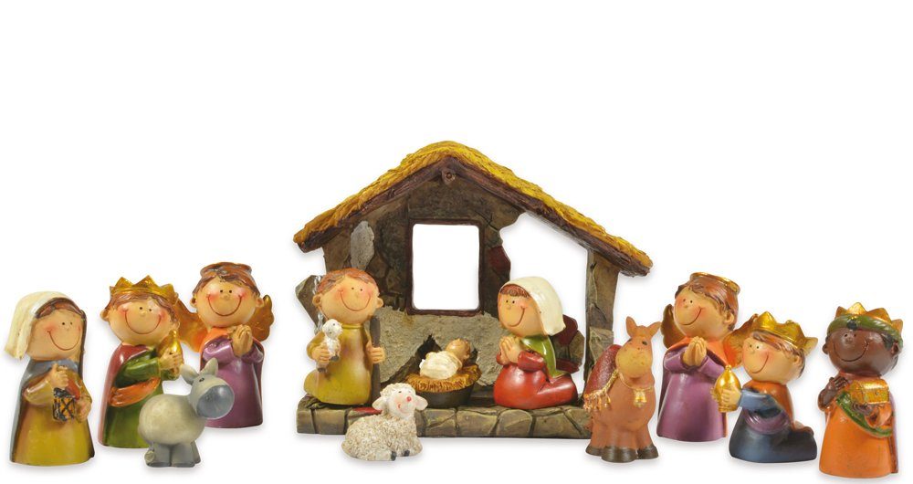 RIFFELMACHER & WEINBERGER Krippenfigur Kinder Set 2,5-9 cm, 12-tlg. mit Stall - 78356, (12 St)