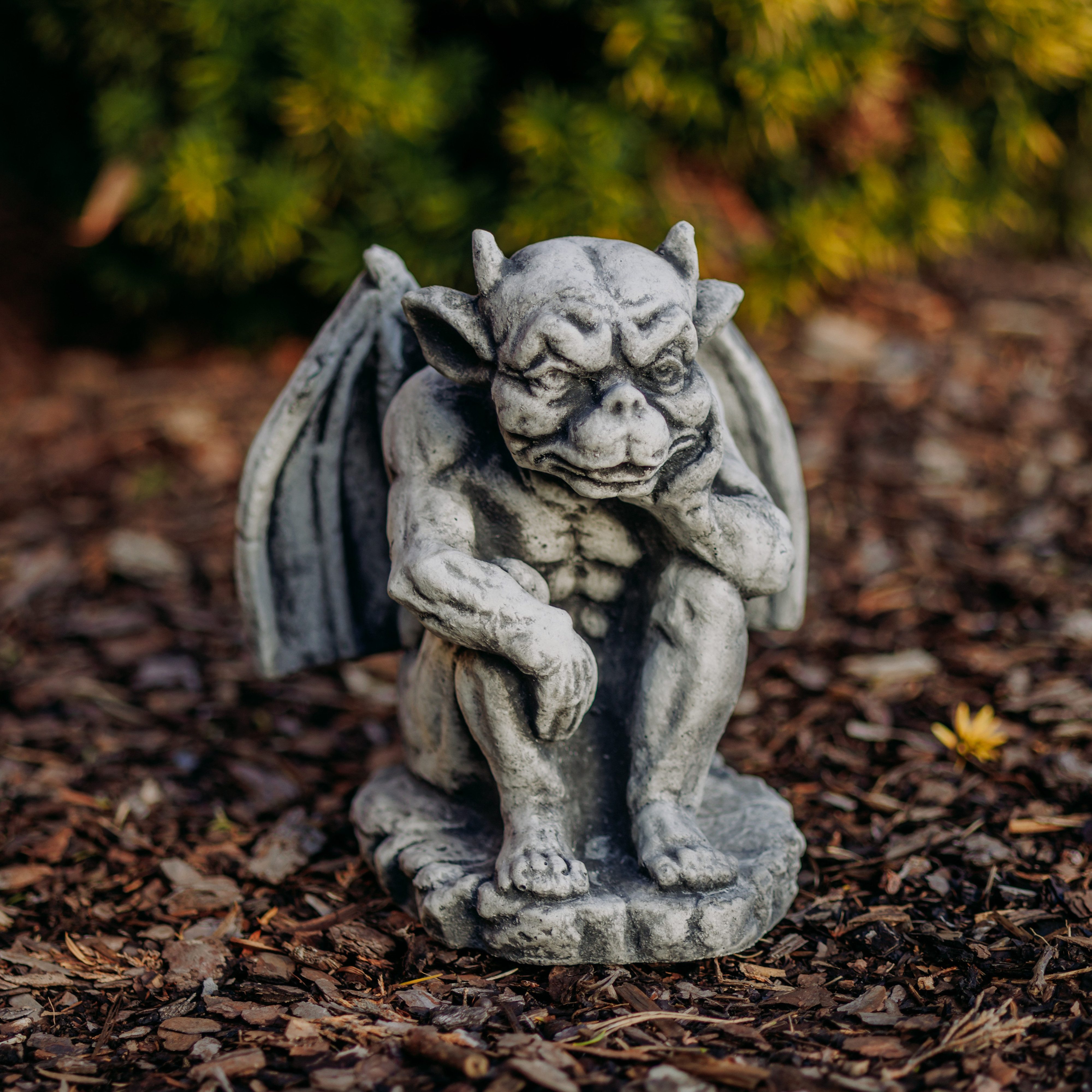 Gartenfigur Gargoyle Torwächter Gartenfigur, Steinfigur, H. 21 cm, 5 kg