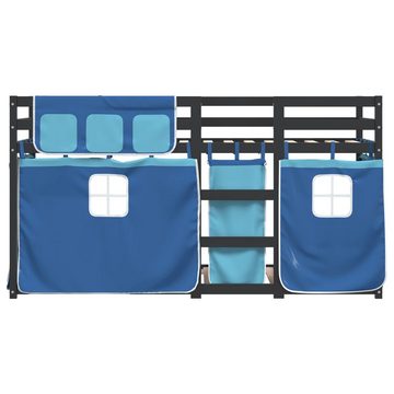 vidaXL Bett Etagenbett mit Vorhängen Blau 80x200 cm Massivholz Kiefer