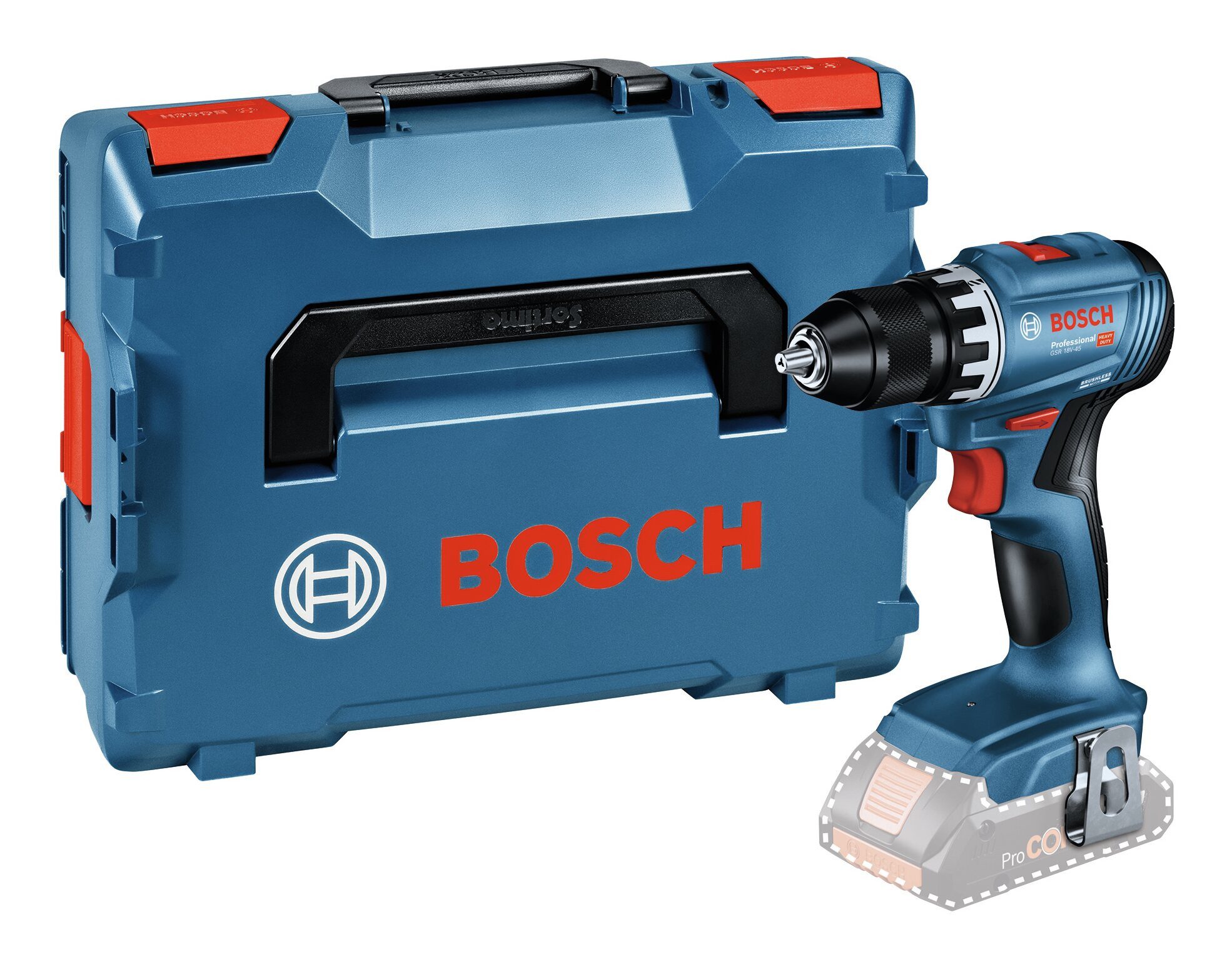 BOSCH Akku-Bohrschrauber GSR 18V-45, 18 V, Ohne Akku - in L-BOXX 136