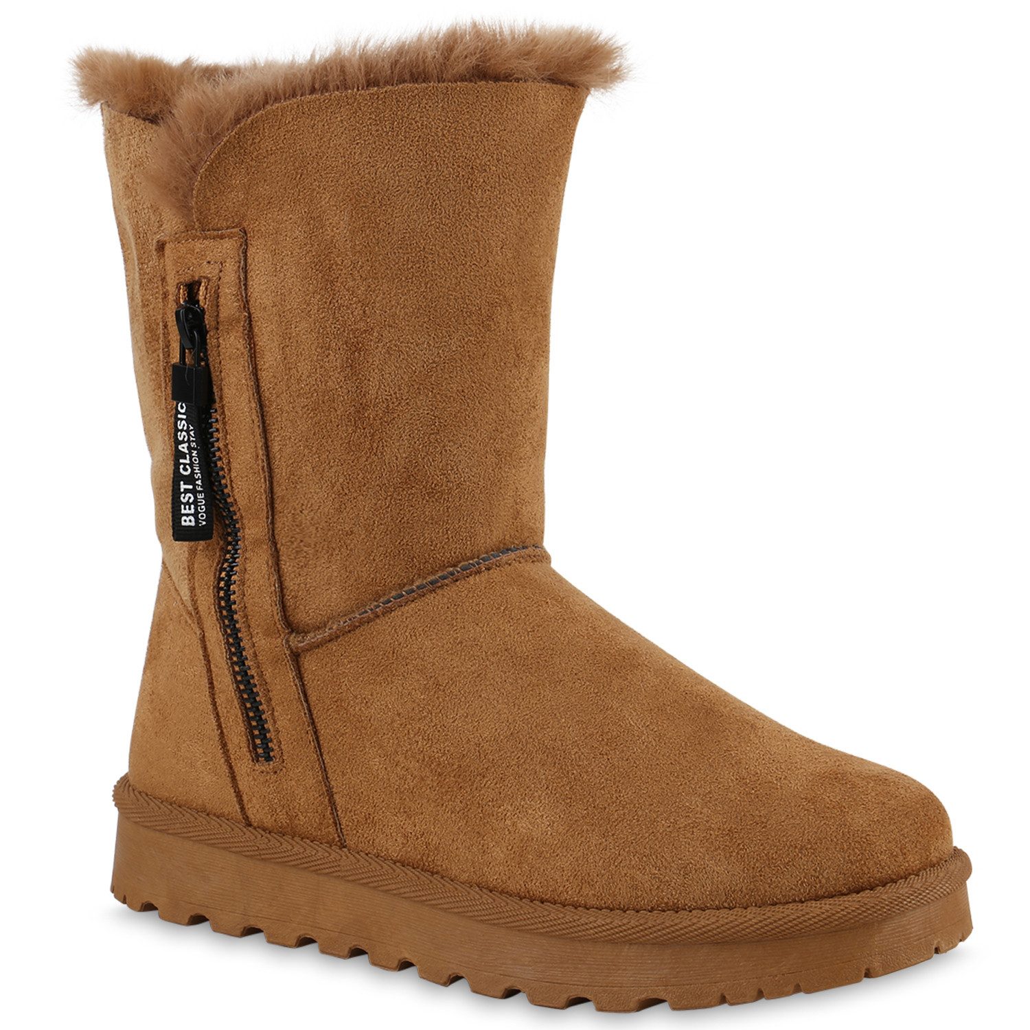 VAN HILL 839666 Winterstiefelette Damen Winter Boots Stiefeletten flach warm gefüttert Hazel