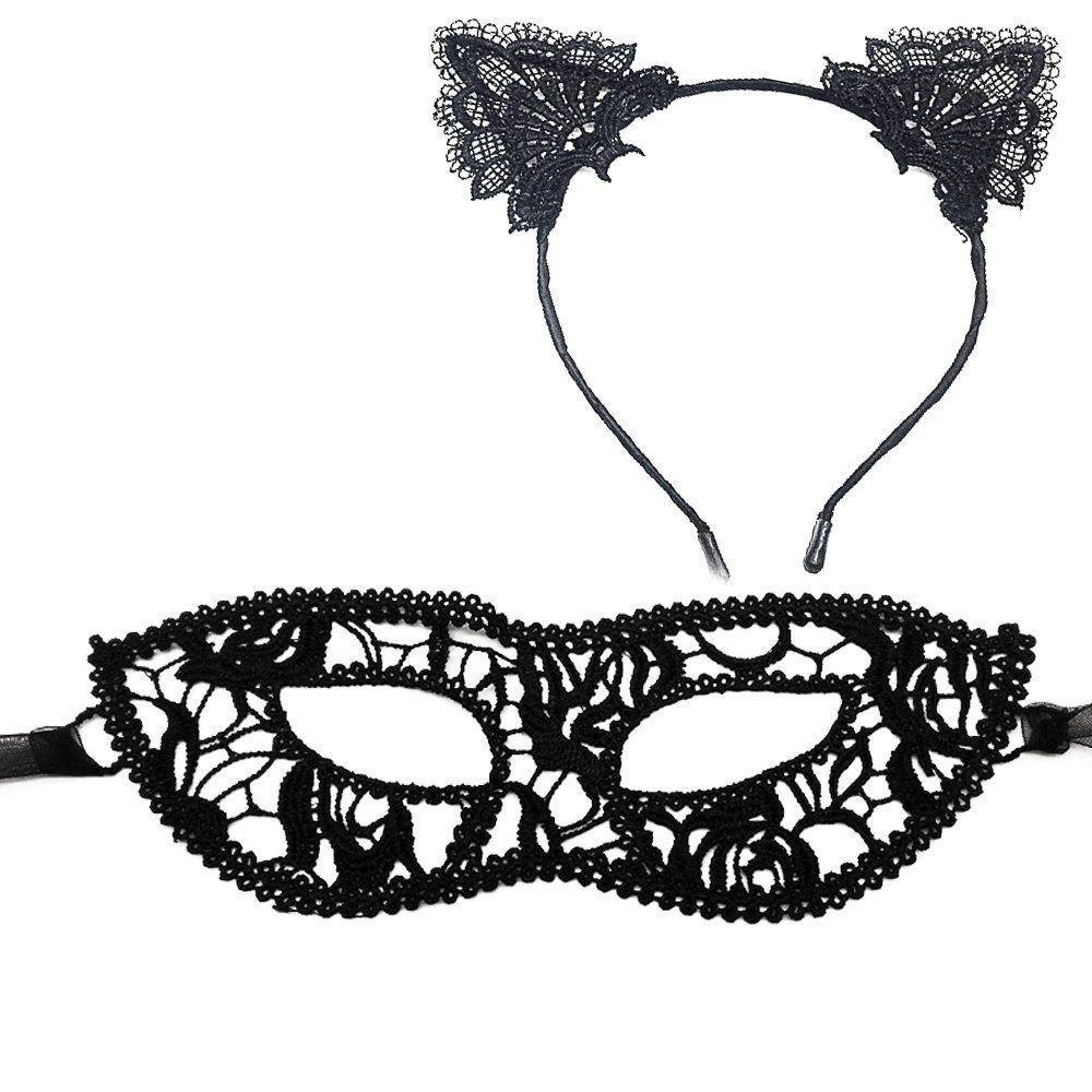 Gontence Verkleidungsmaske 2Pcs Haarreif, (1-tlg), für Katzenohren, Catwoman, Spitze, sexy Maske, Spitze