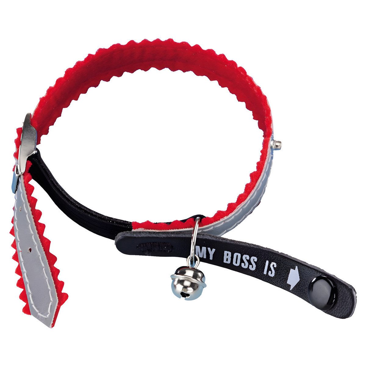 Nobby Katzen-Halsband Adress-Katzenhalsband "My Boss is" mit reflektierenden Streifen rot