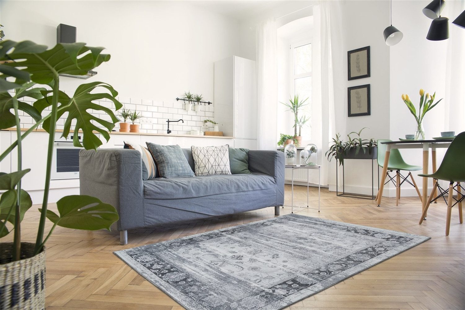freiraum Teppich Galaxy, in Grau / Blau, 100% Polyester - 240x170cm (LxB)