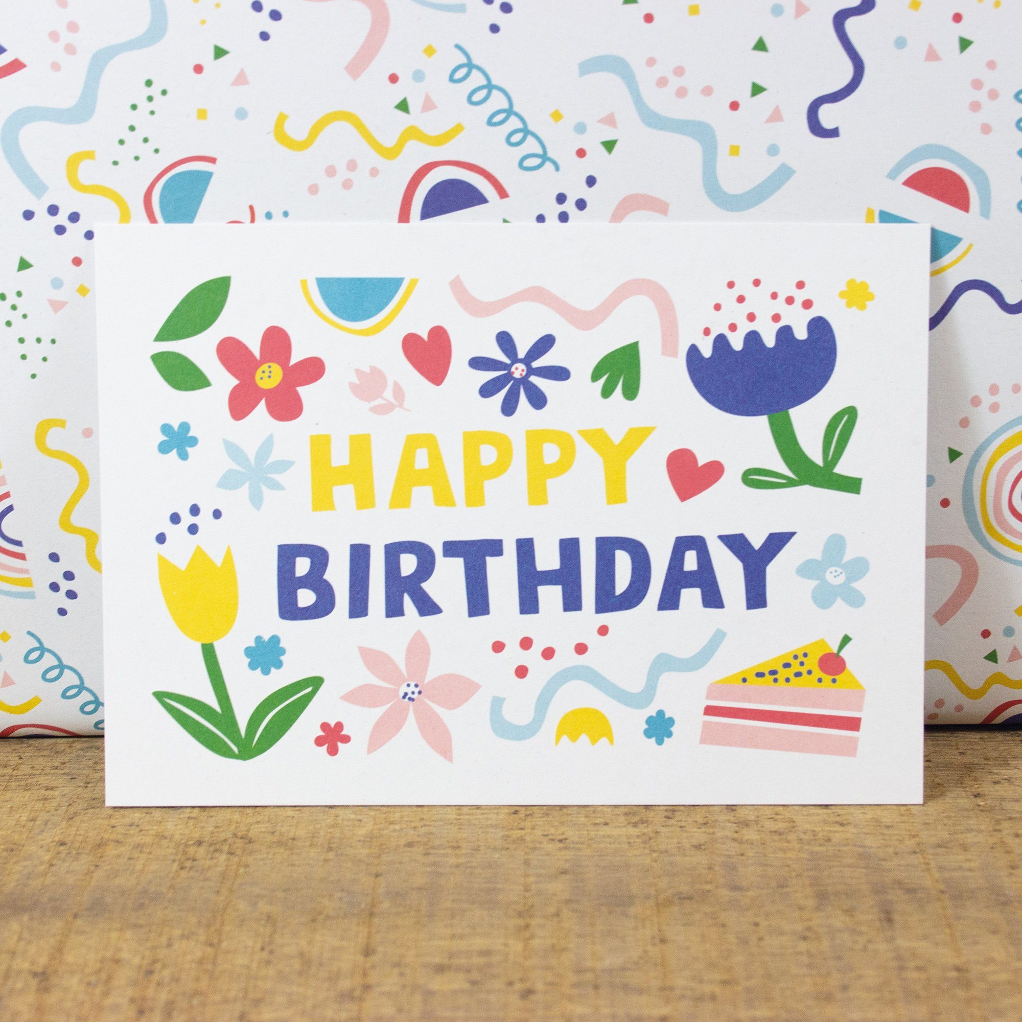 Bow & Hummingbird Postkarte Postkarte Happy Birthday Flowers, 100% Recyclingpapier