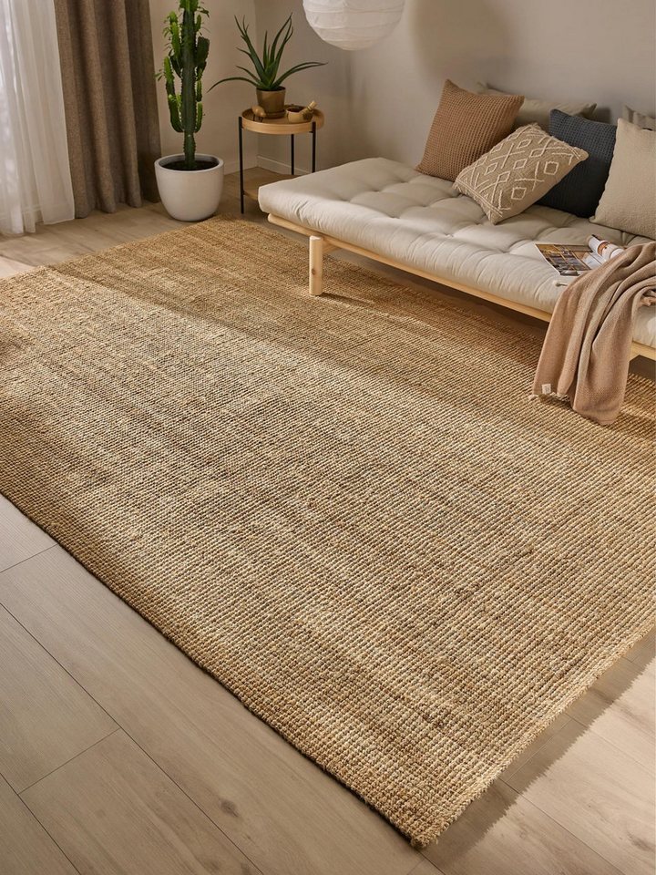 benuta Teppich Svea, rechteckig, Höhe: 5 mm, Hangefertigter Juteteppich, Wohnzimmer, Esszimmer, Schlafzimmer, Flur