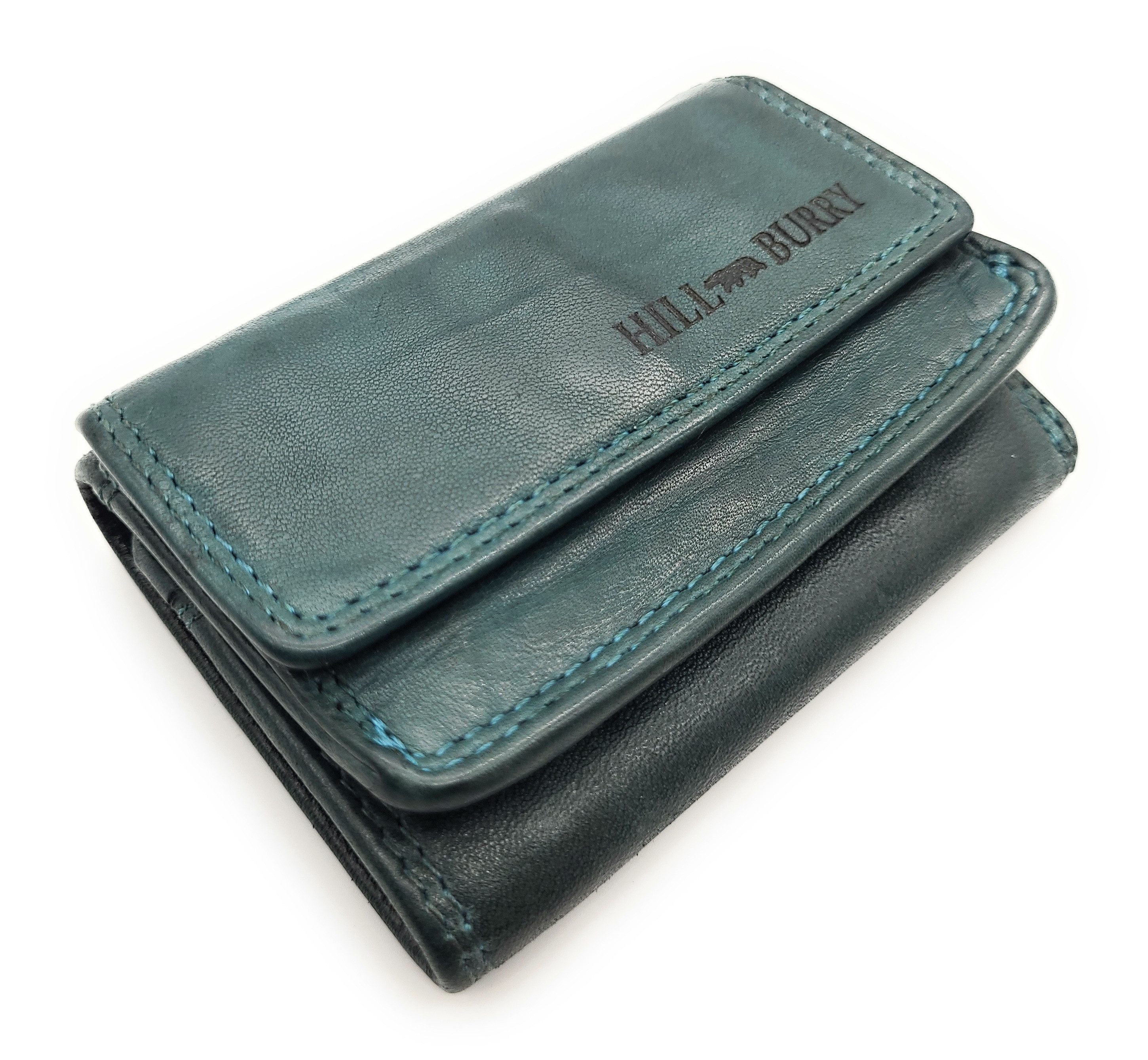 Hill Burry Mini Geldbörse kleines echt Leder Portemonnaie mit RFID Schutz Waschleder, ein Handschmeichler, ideal auch für den Urlaub