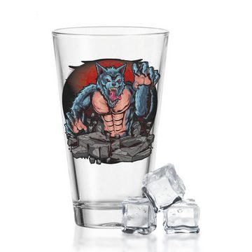 GRAVURZEILE Glas Wasserglas mit UV-Druck - Werwolf V2 Design, Glas