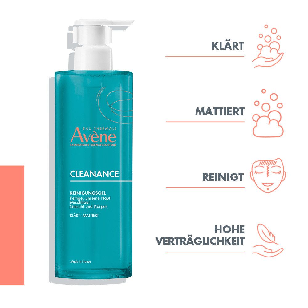 Avene Gesichtspflege Cleanance Reinigungsgel, Anwendung bei Pickel, Mitesser & vergrößerten Poren