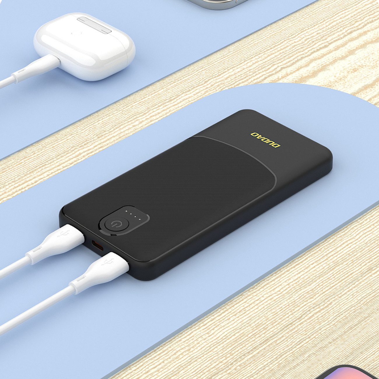 Dudao K10 Powerbank 10000 mAh (5 V), Kompakte 10000 mAh Powerbank mit 2 USB-A und LED-Anzeige